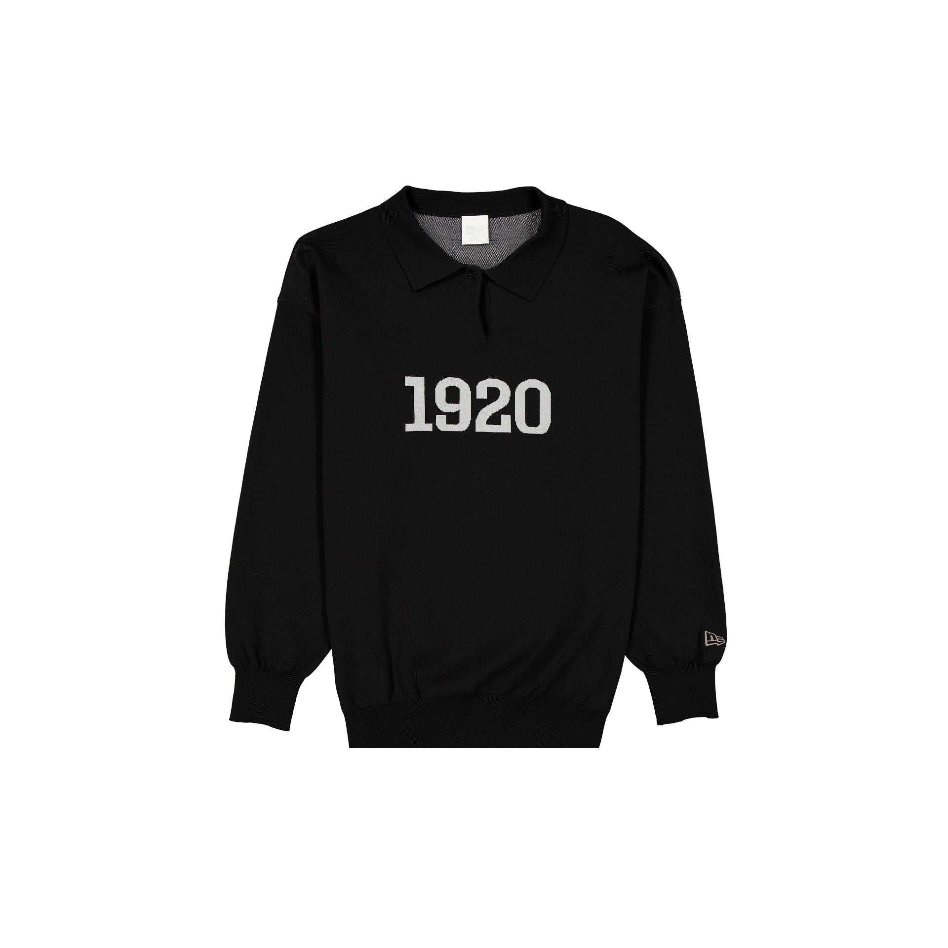 14735139_POLO_20LONG_20SLEEVE_JAPANFW25_NEWERA_NAVY_F_2b31b530-55c9-4e87-a869-dd4868c92bee New Era Cap Black Knit Long-Sleeve Polo - Image 1