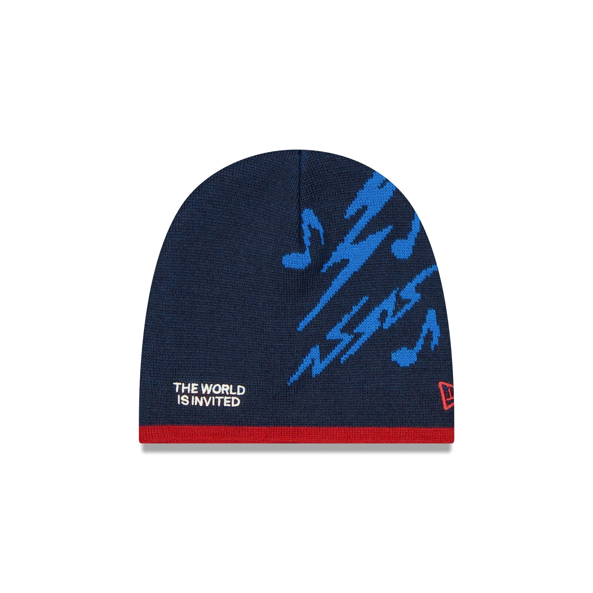 14881488_KNIT_COLLAB25_KOMPAKTXKOREA_NEWERA_NAVY_F New Era Cap x Kompakt Record Bar Skull Knit Hat - Image 1