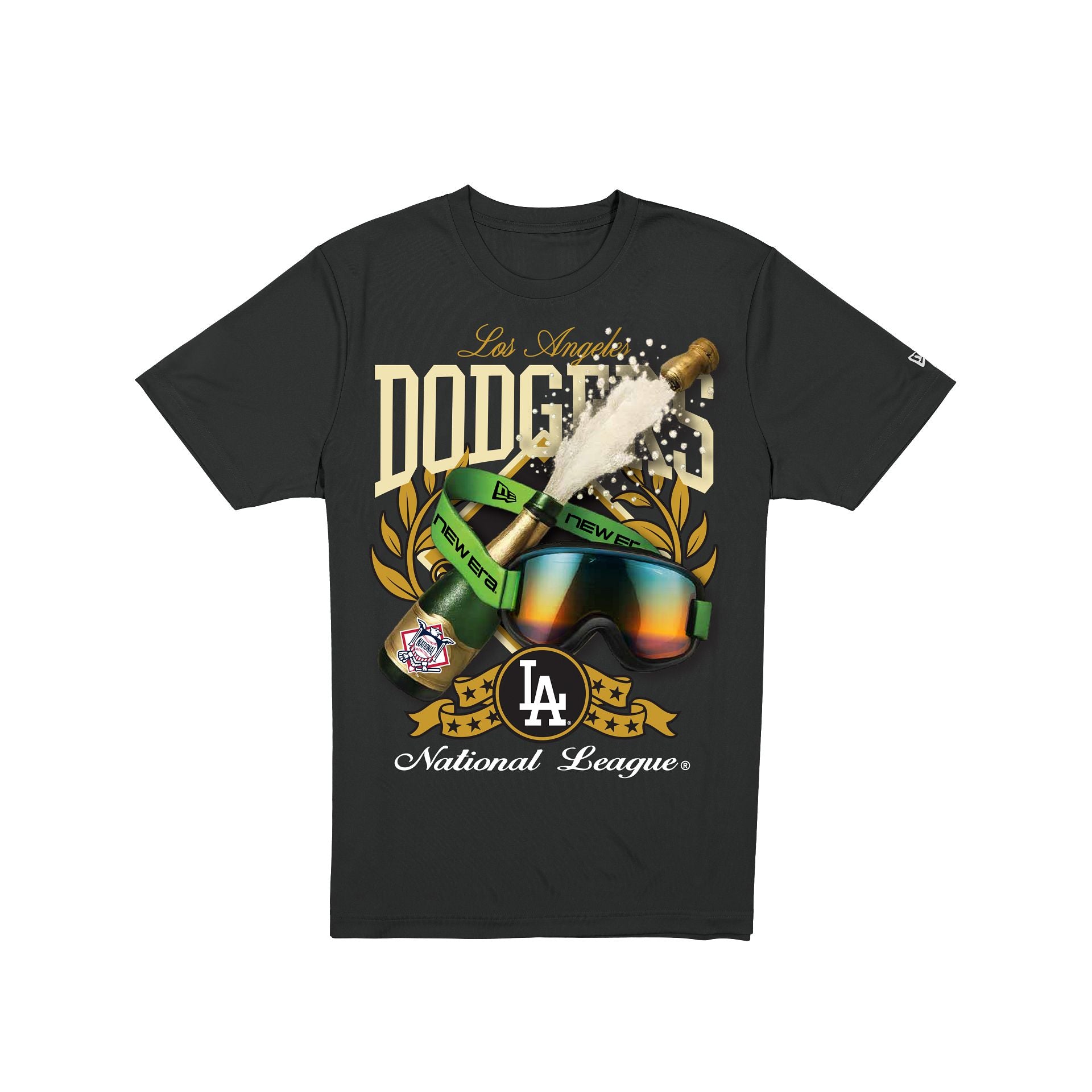 15131567_NE0104003_BLK_LOSDOD_BLK_F Los Angeles Dodgers 2025 National League Champions T-Shirt - Image 1