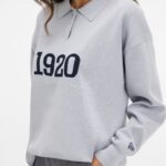 New Era Cap Gray Knit Long-Sleeve Polo - Image 4