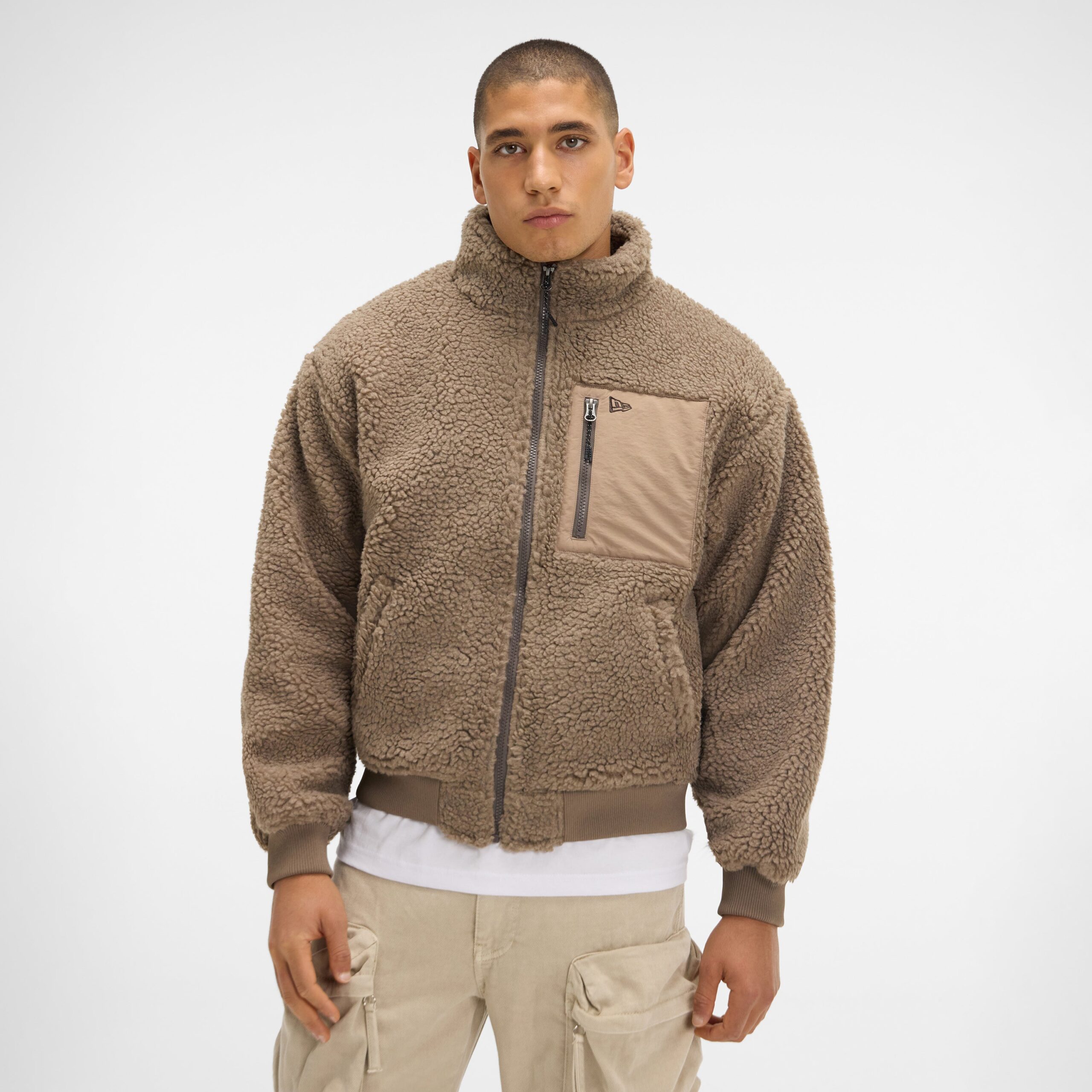 1_x_1_-_Look_18_0399 New Era Cap Brown Boa Jacket - Image 1