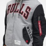 Alpha Industries x Philadelphia 76ers Gray MA-1 Full Zip Fleece Jacket - Image 4