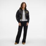 Alpha Industries x Los Angeles Lakers Black and Gold Women's Cropped L-2B Bomber Jacket - Image 5