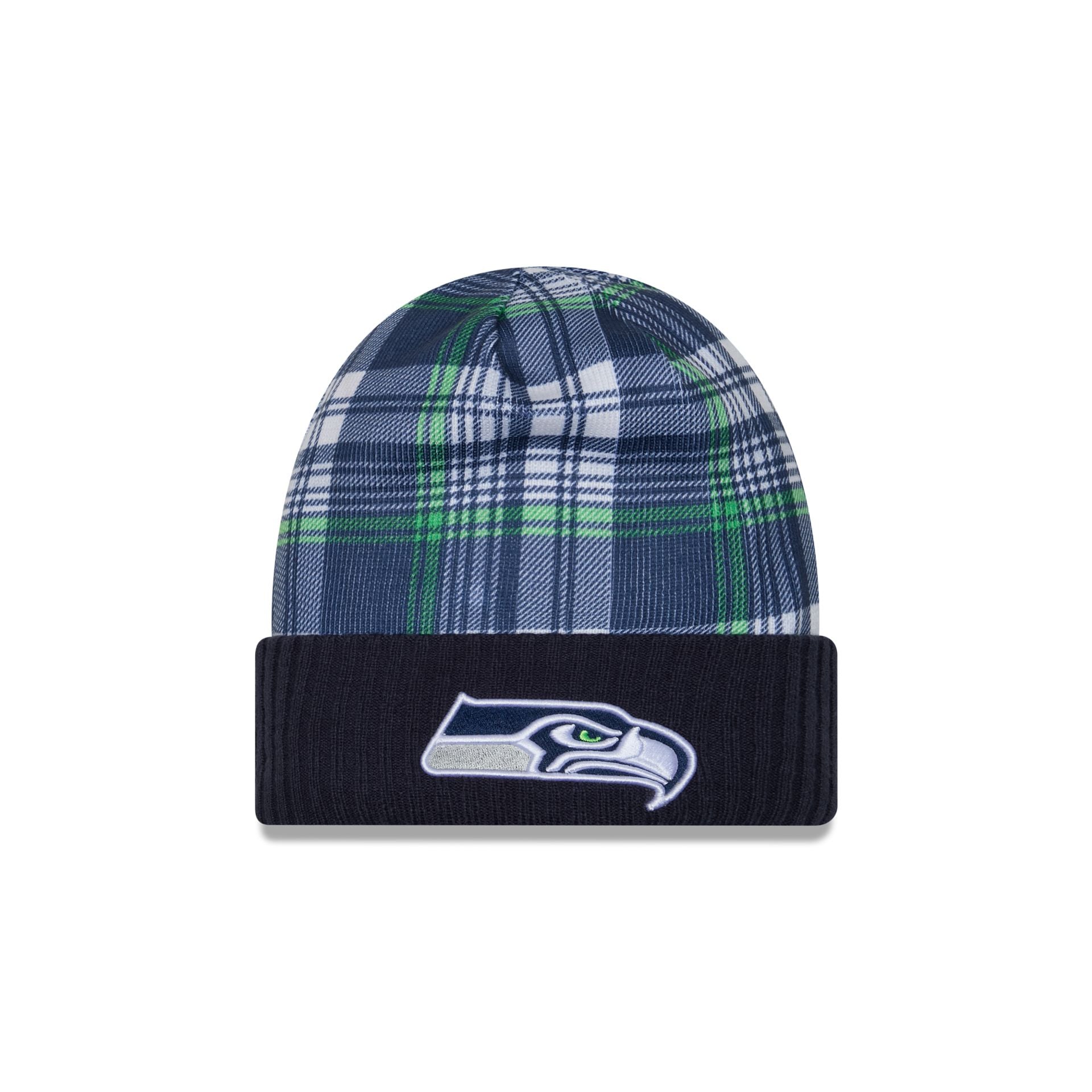 60549203_60549089_KNIT_NFL24SLSTMNTKNT_SEASEA_OTC_F Seattle Seahawks 2024 Cold Weather Statement Knit Beanie - Image 1