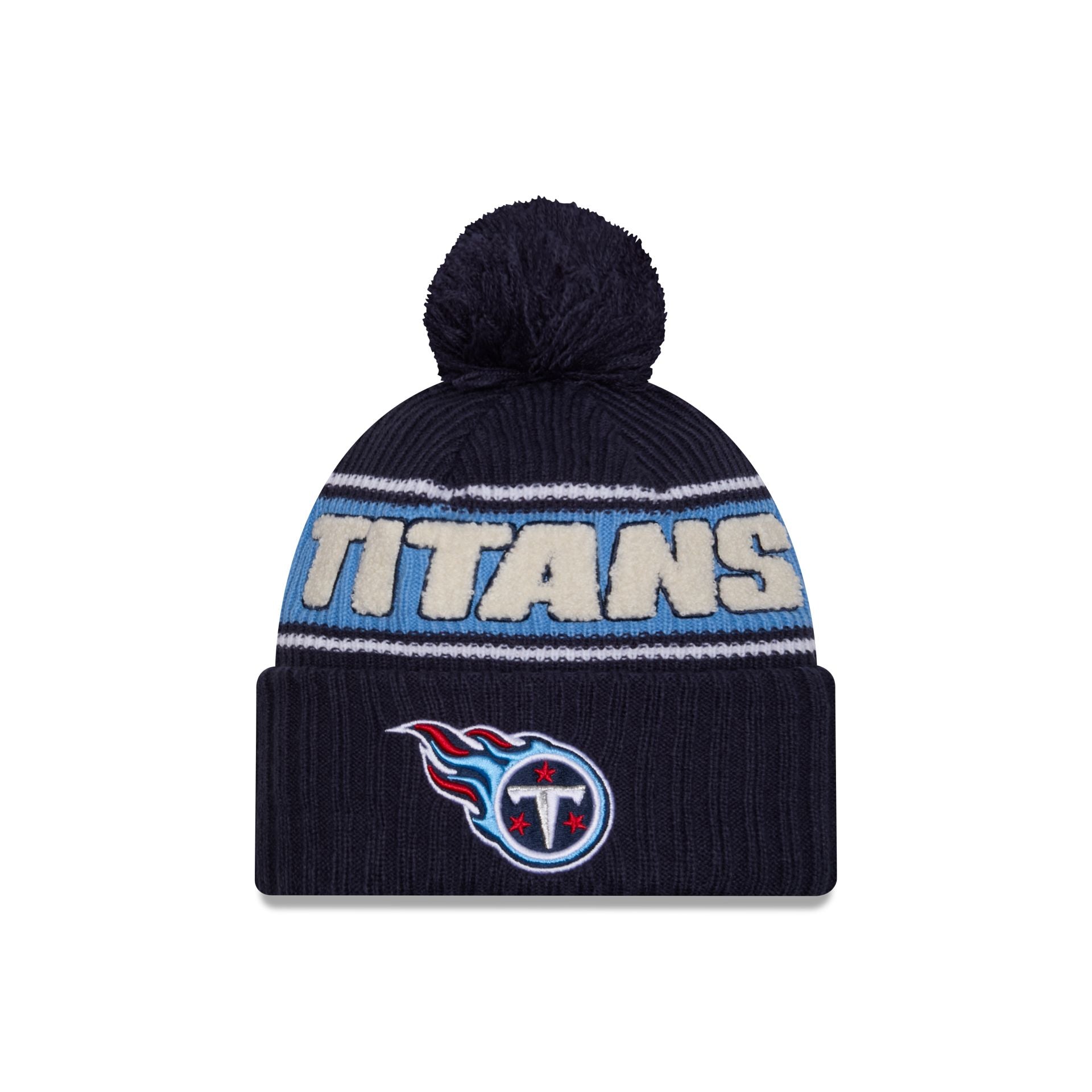 60549526_60549457_KNIT_NFL24SLSPTKNT_TENTIT_OTC_F-1 Tennessee Titans 2024 Cold Weather Sport Pom Knit Hat - Image 1