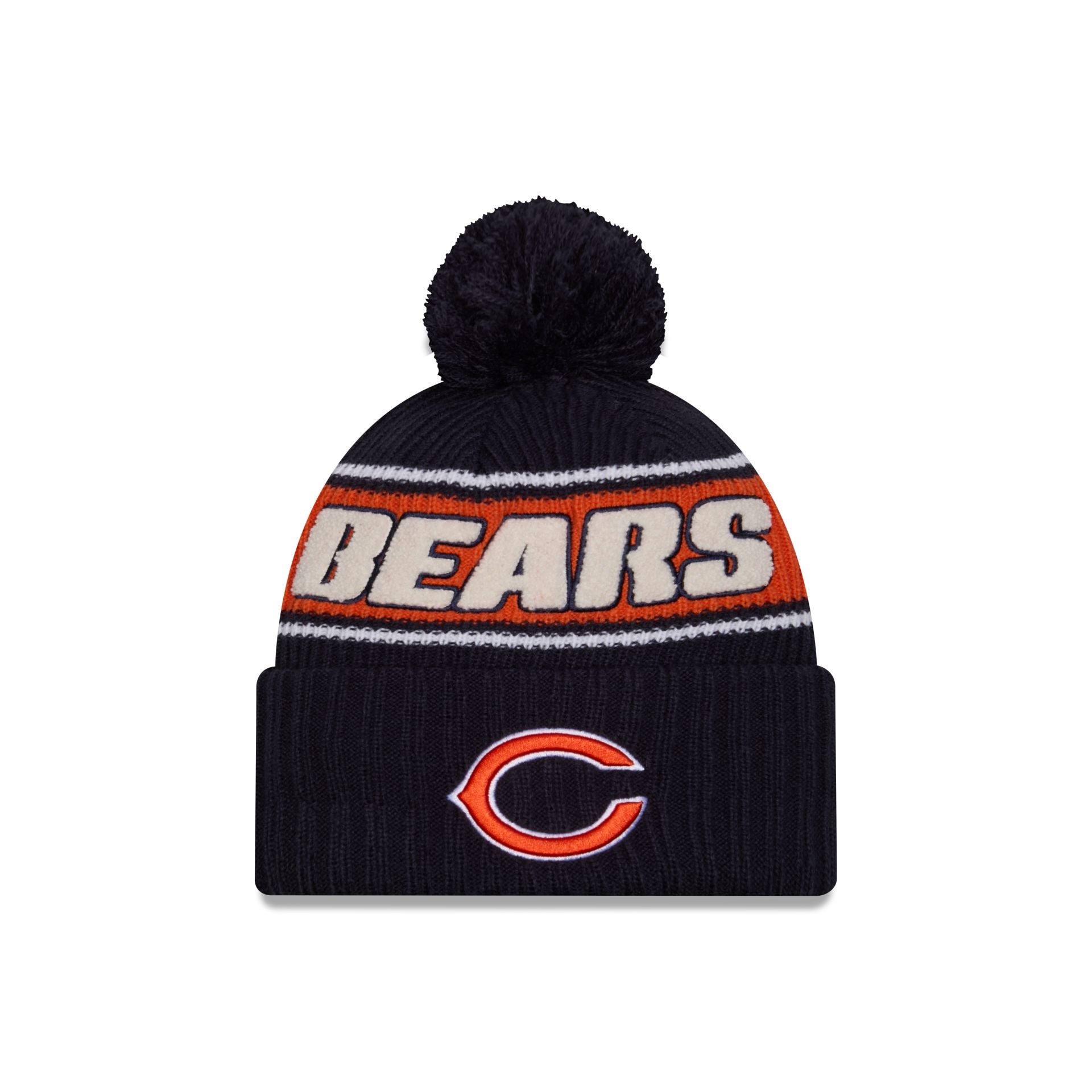 60549541_60549463_KNIT_NFL24SLSPTKNT_CHIBEA_OTC_F-1 Chicago Bears 2024 Cold Weather Sport Pom Knit Hat - Image 1