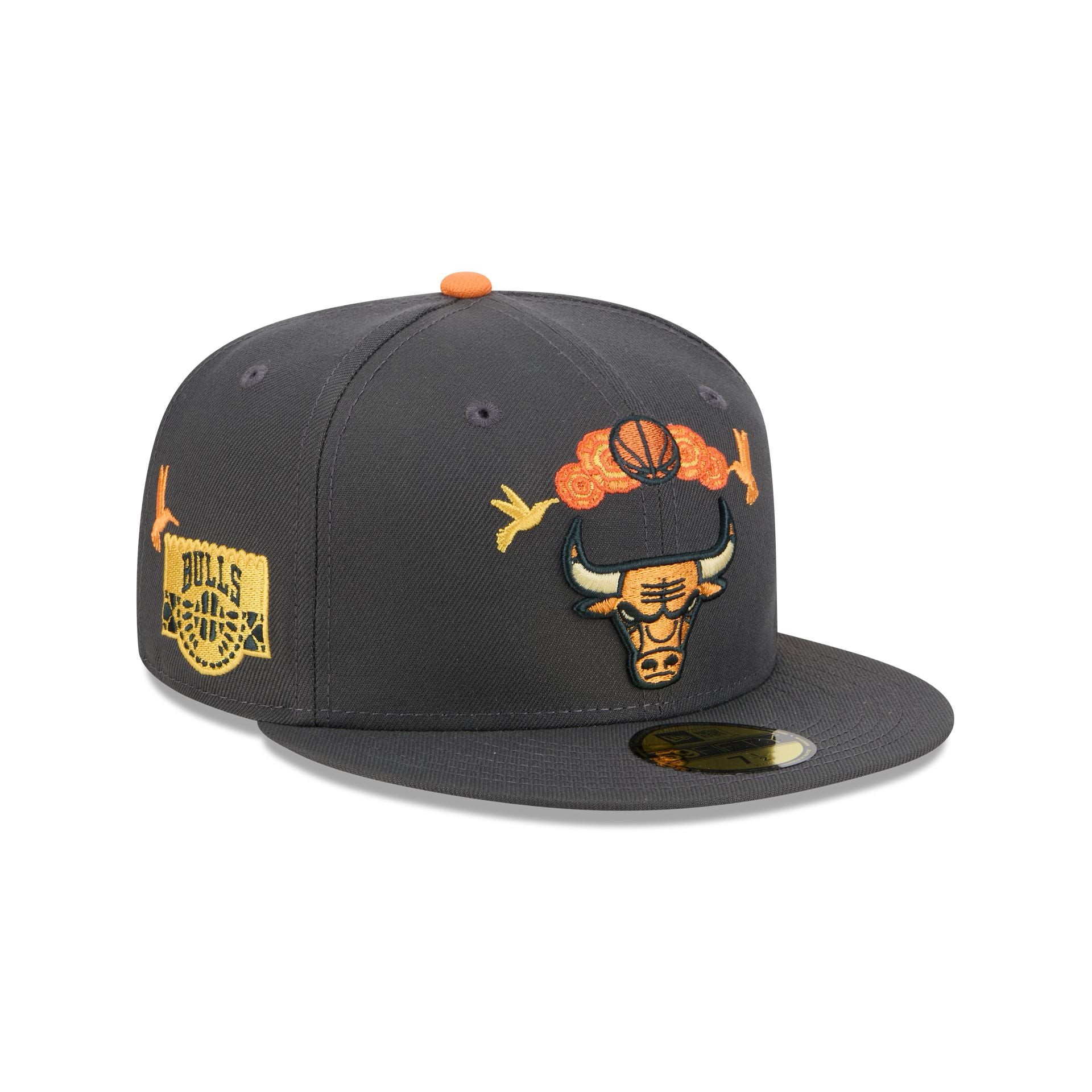 60675095_59FIFTY_5950DIADEMUERTOSCHIBULGRH_CHIBUL_GRH_B9 Chicago Bulls Day of the Dead Graphite 59FIFTY Fitted Hat - Image 1