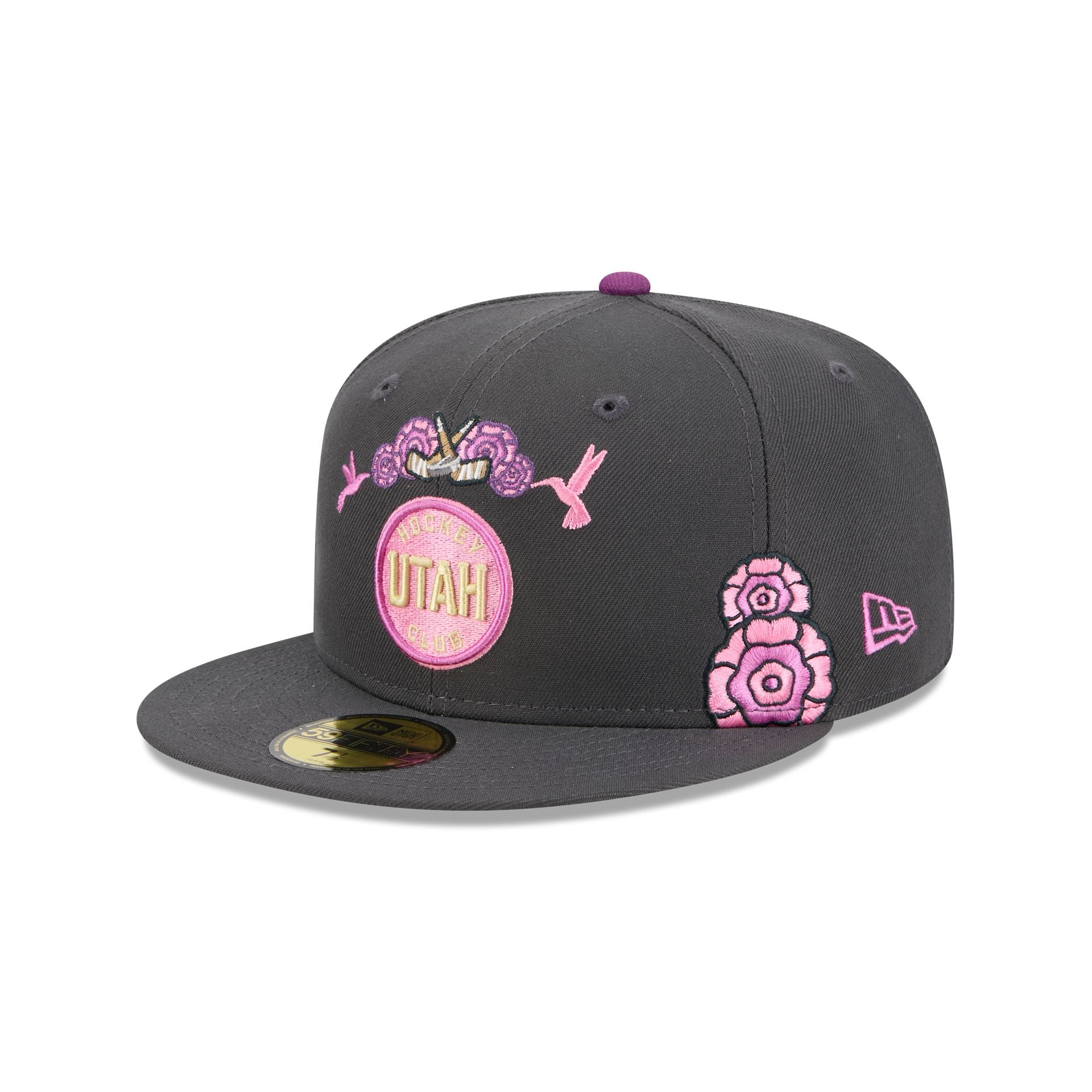 Utah Hockey Club Day of the Dead Graphite 59FIFTY Fitted Hat - Image 3