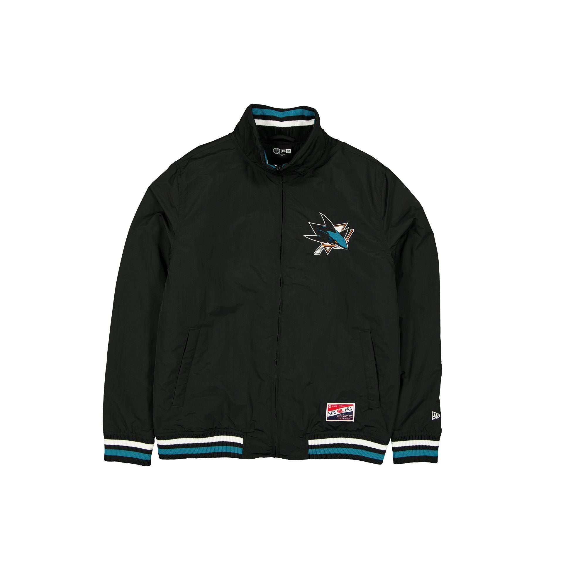 60677821_JACKET_THROWBACK_FW25_SAJSHA_BLK_F San Jose Sharks Throwback Nylon Jacket - Image 1