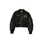 Alpha Industries x Los Angeles Lakers Black and Gold Women's Cropped L-2B Bomber Jacket - Image 2