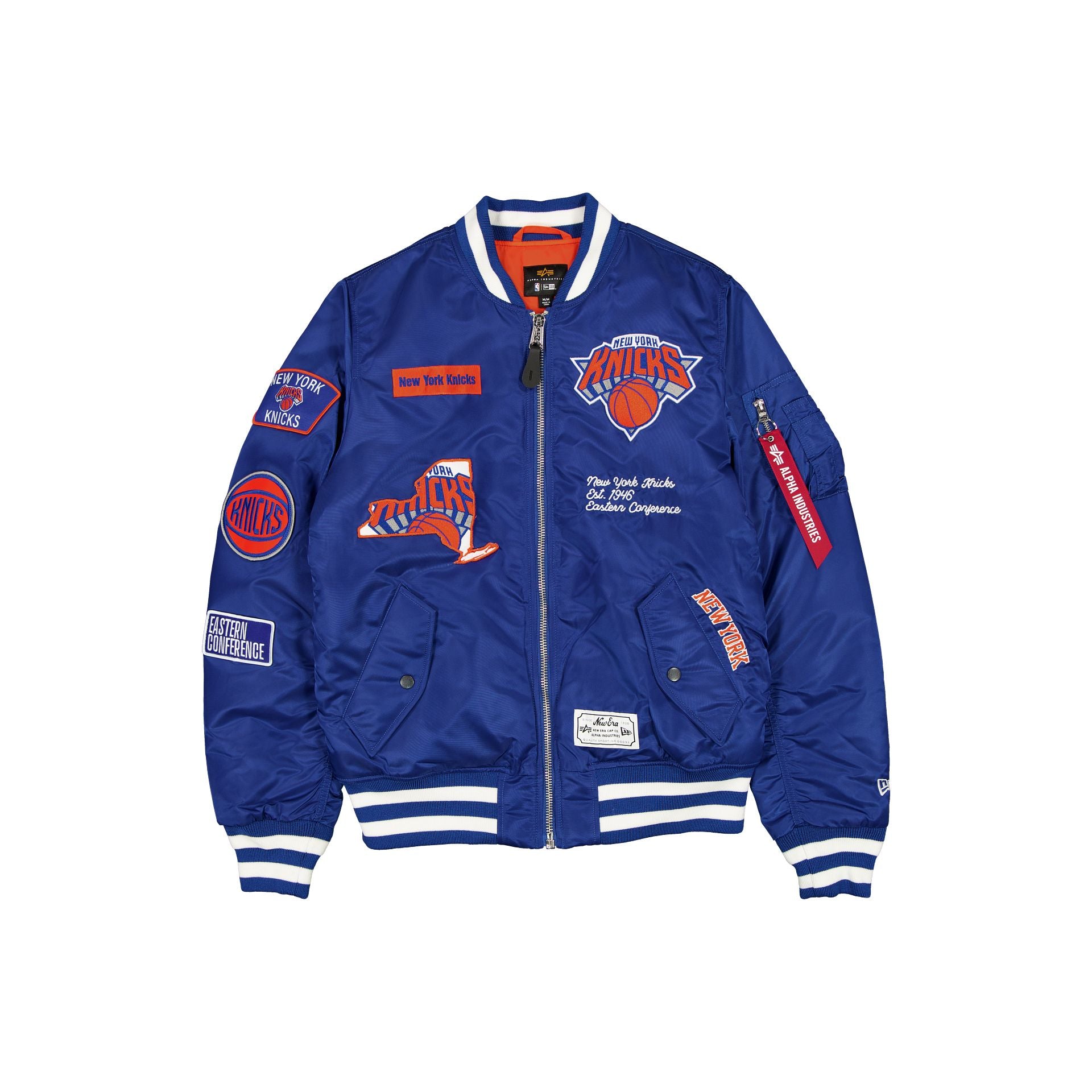 60684134_JACKET_NBAALPHA_25_NEYKNI_BLUE_F Alpha Industries x New York Knicks Blue MA-1 Bomber Jacket - Image 1