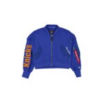 Alpha Industries x New York Knicks Blue Women's Full Zip Cropped Fleece Jacket - Image 2