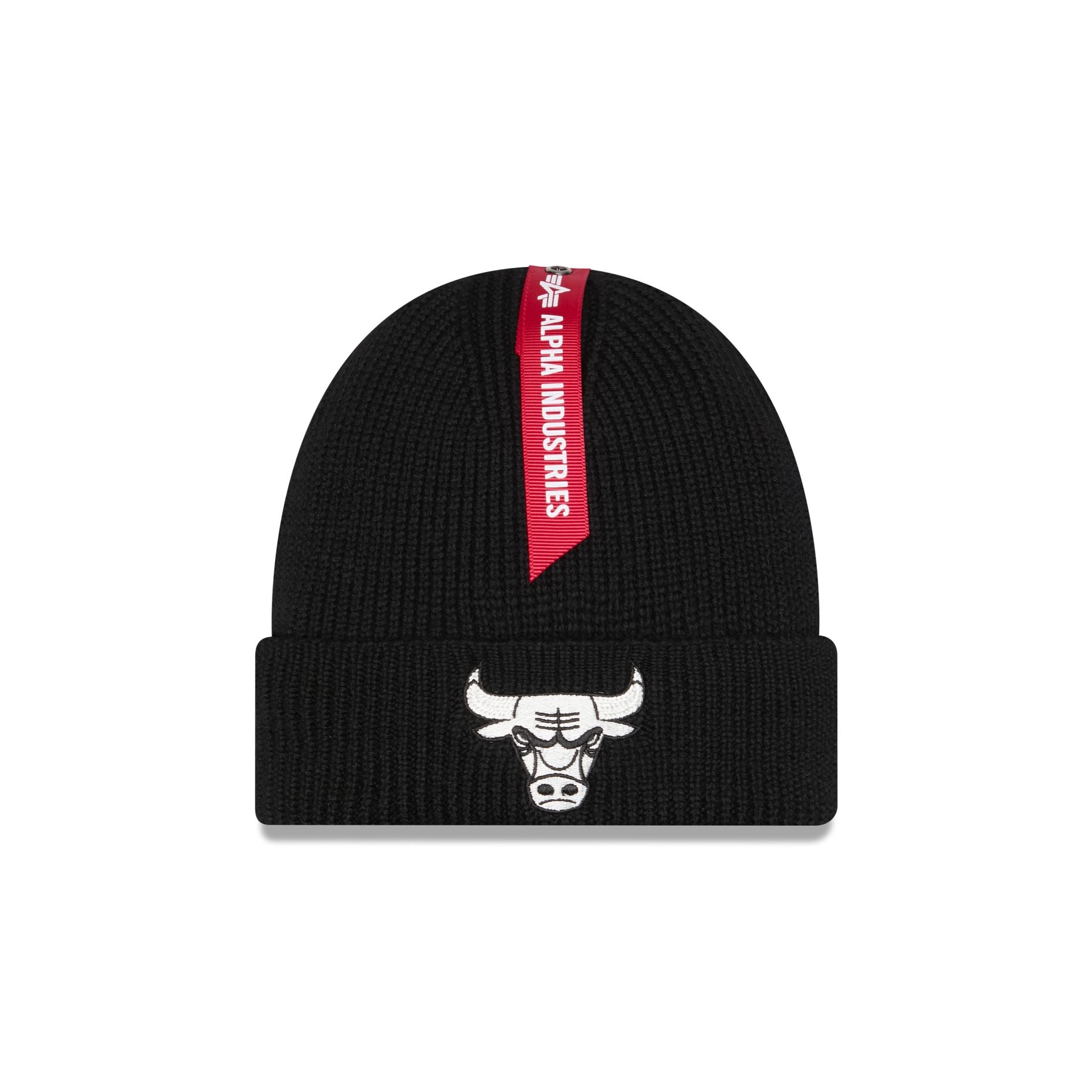 60692533_KNIT_ALPHAKNIT26167_CHIBUL_XBK_F Alpha Industries x Chicago Bulls Black Cuff Knit Hat - Image 1