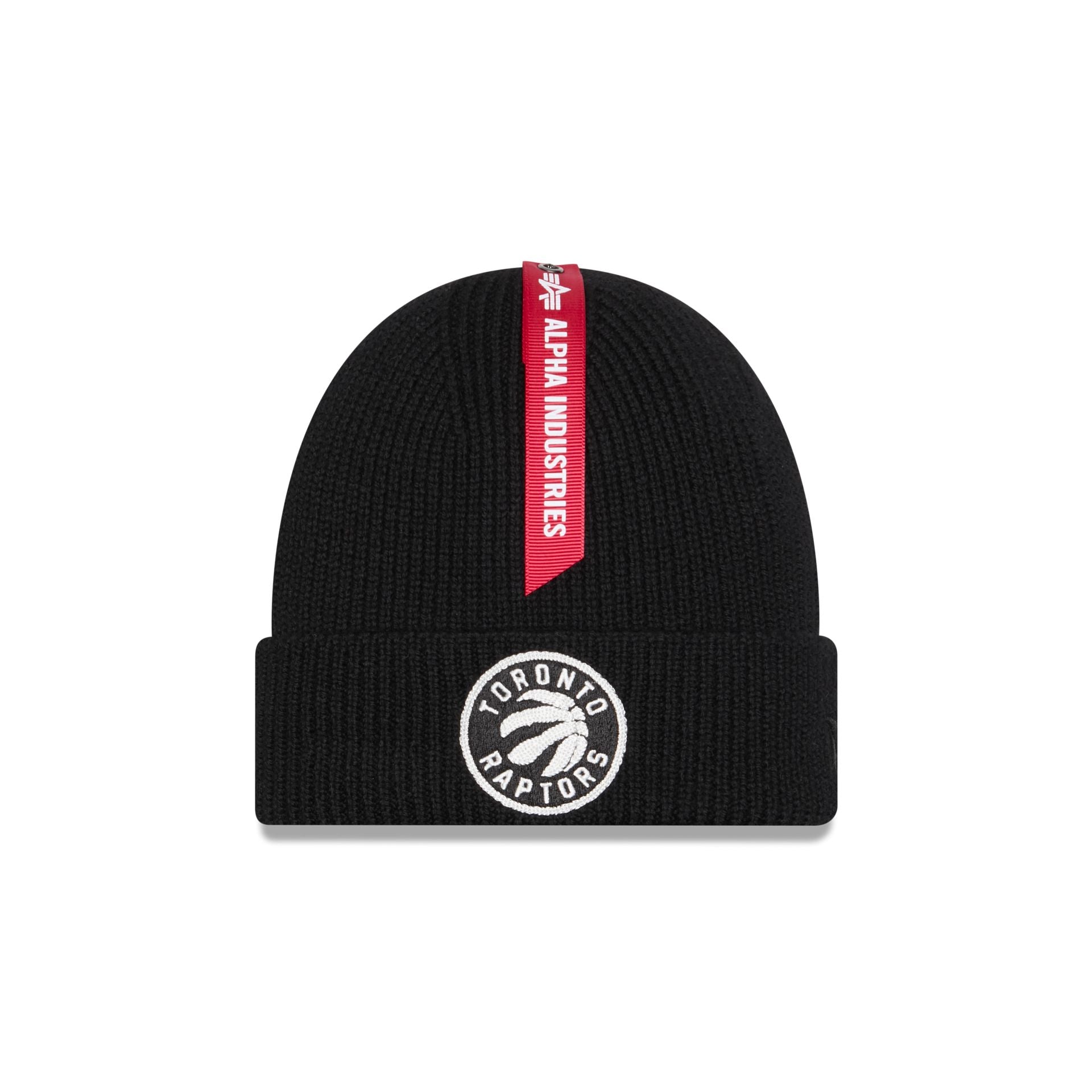 60692536_KNIT_ALPHAKNIT26167_TORRAP_XBK_F Alpha Industries x Toronto Raptors Black Cuff Knit Hat - Image 1