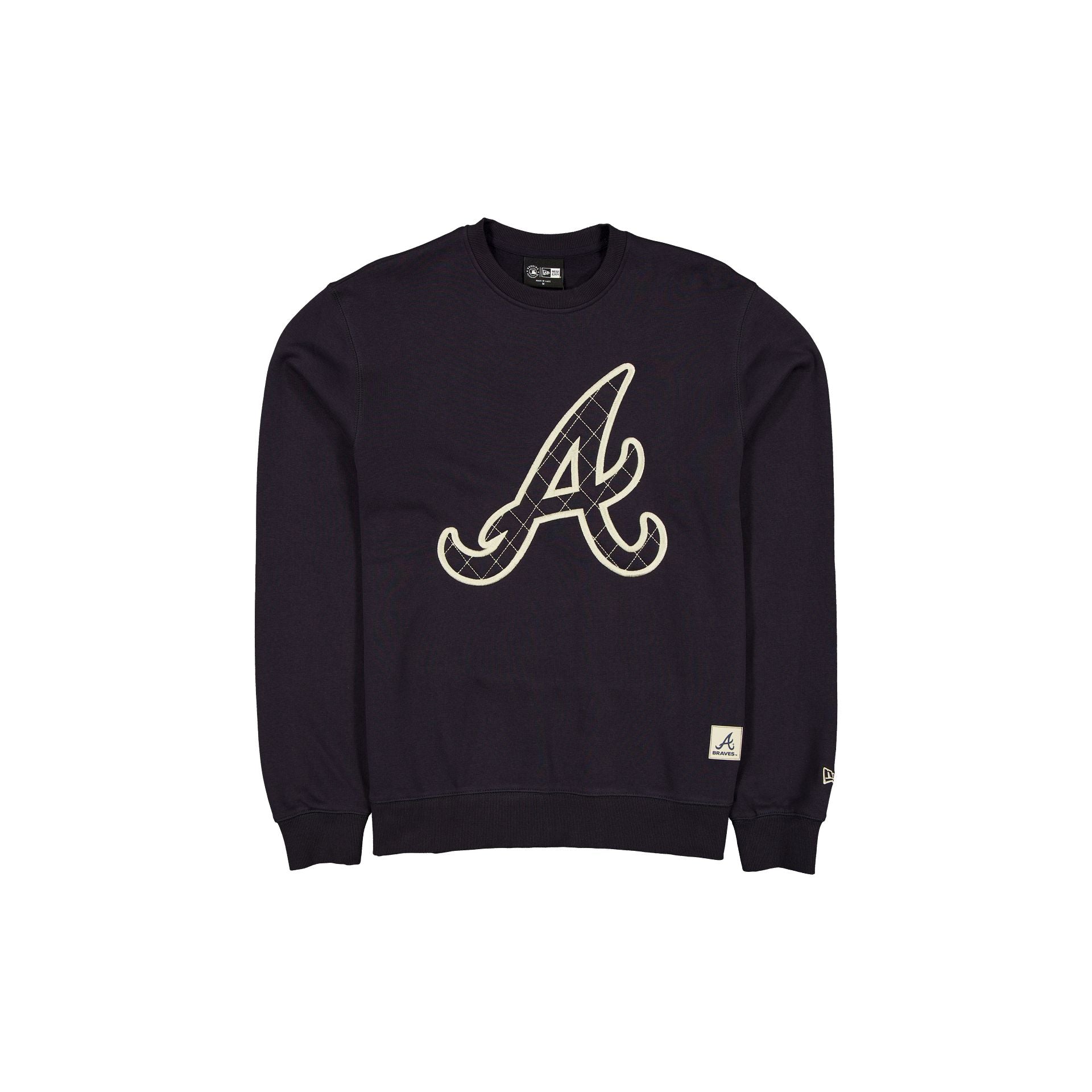 60769312_CREWNECK_Q4CUSTOMS_ATLBRA_NAVY_F Atlanta Braves Quilted Crewneck - Image 1