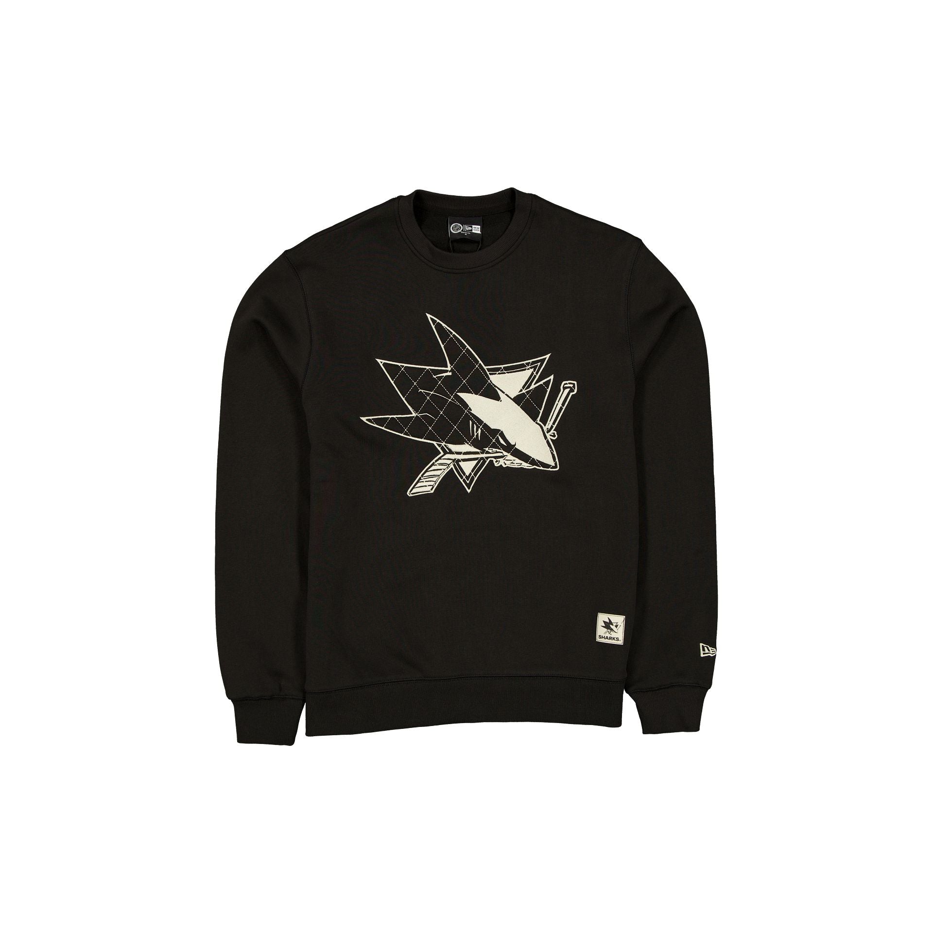 60769387_CREWNECK_Q4CUSTOMS_SAJSHA_BLACK_F San Jose Sharks Quilted Crewneck - Image 1