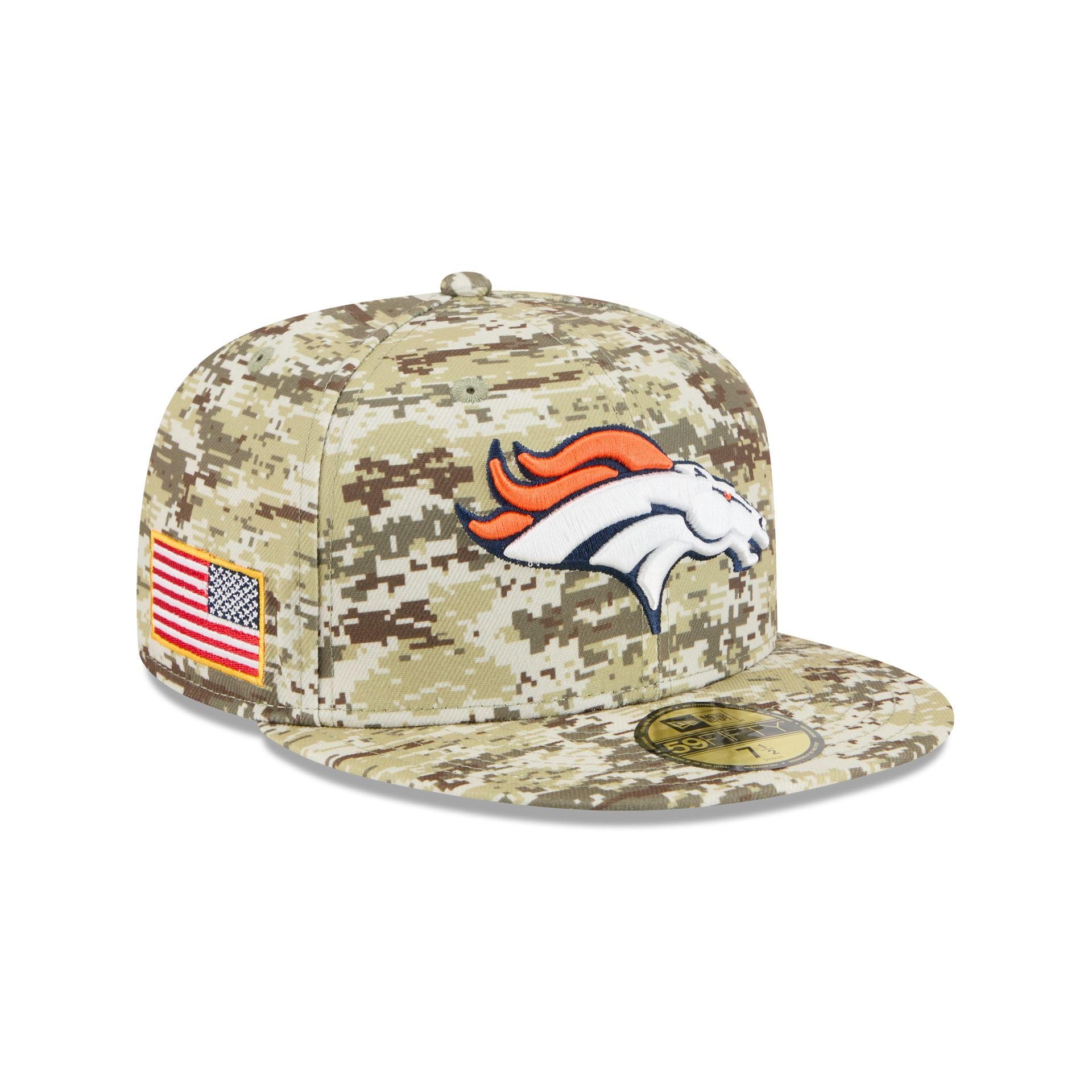 60770478_59FIFTY_NFL25STSFP29757_DENBRO_STS_3QR Denver Broncos 2025 Salute to Service Fan Gear 59FIFTY Fitted Hat - Image 1