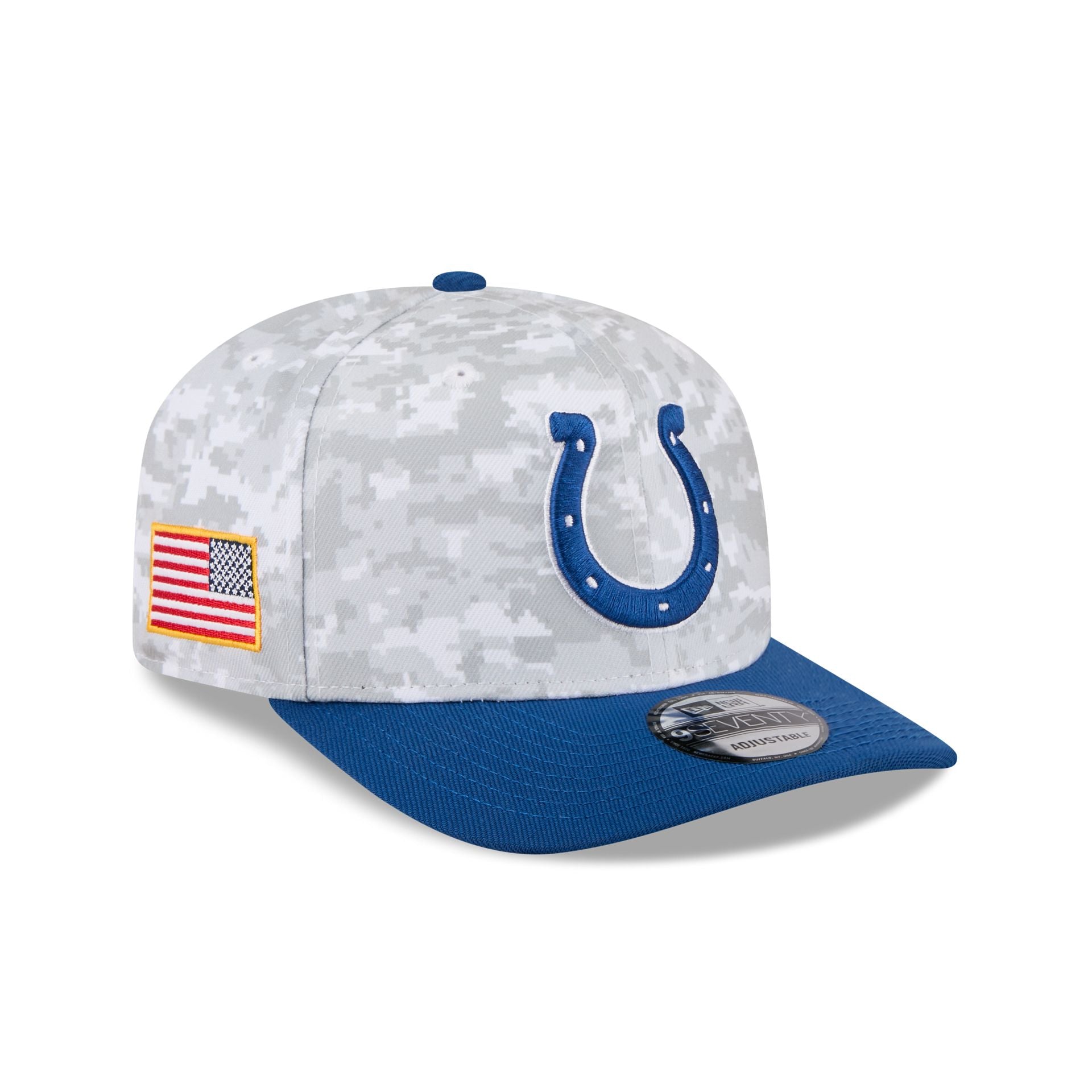 60770752_970_NFL25STSFP29819_INDCOL_OTC_3QR Indianapolis Colts 2025 Salute to Service Fan Gear 9SEVENTY Stretch-Snap Hat - Image 1