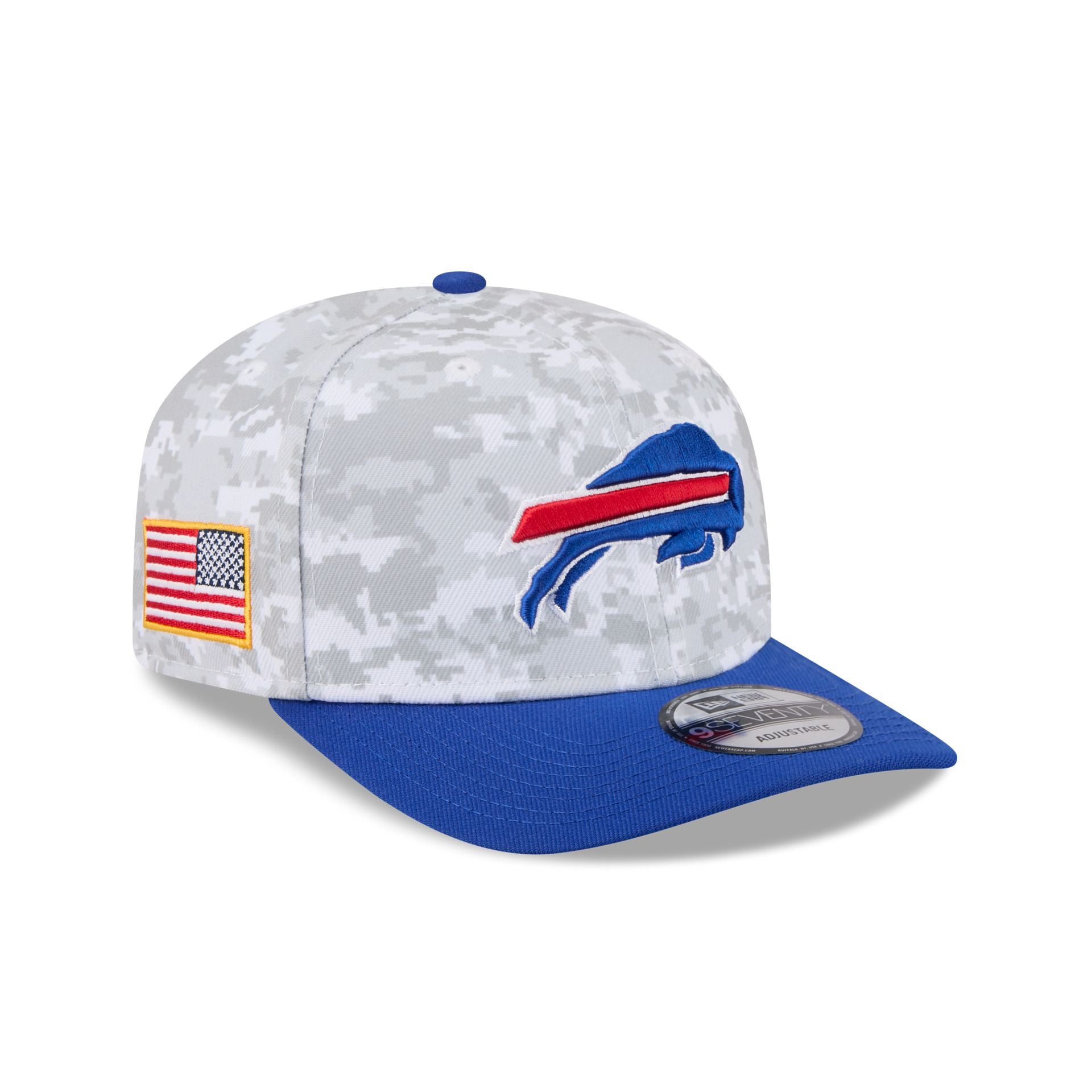 60770755_970_NFL25STSFP29819_BUFBIL_OTC_3QR Buffalo Bills 2025 Salute to Service Fan Gear 9SEVENTY Stretch-Snap Hat - Image 1