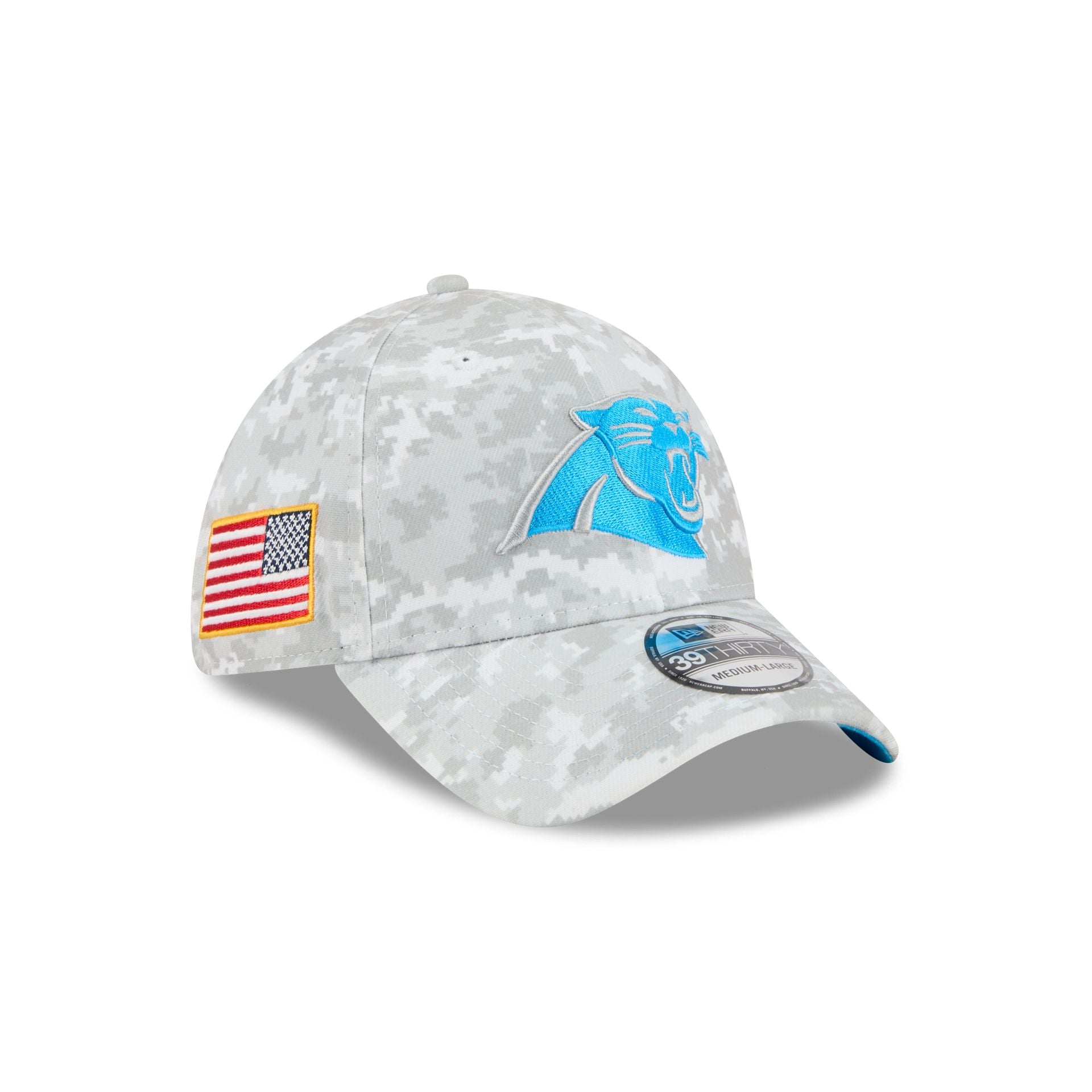 60770854_39THIRTY_NFL25STSFP29820_CARPAN_OTC_3QR Carolina Panthers 2025 Salute to Service Fan Gear 39THIRTY Stretch Fit Hat - Image 1