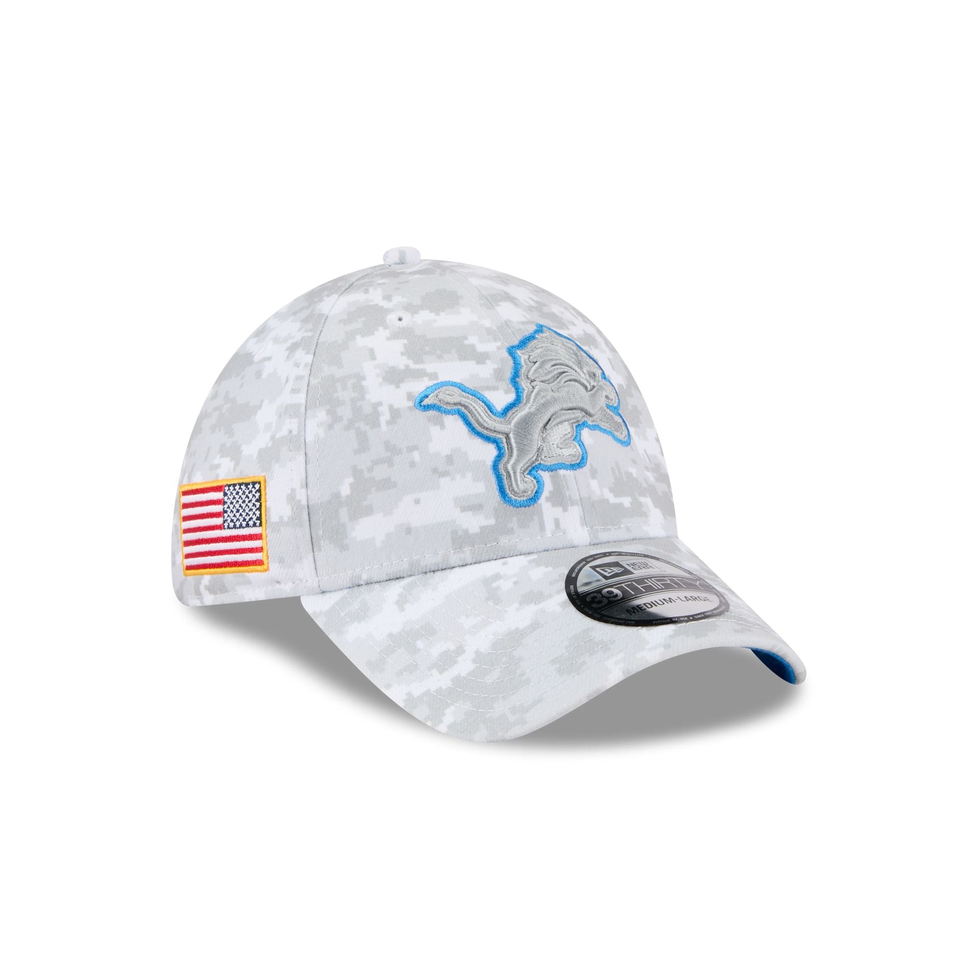 60770865_39THIRTY_NFL25STSFP29820_DETLIO_OTC_3QR Detroit Lions 2025 Salute to Service Fan Gear 39THIRTY Stretch Fit Hat - Image 1