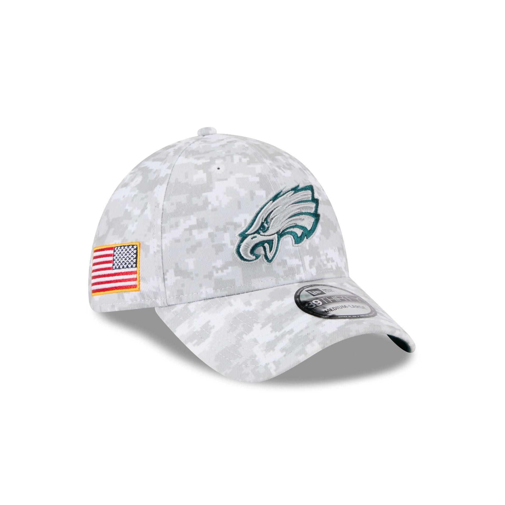 60770872_39THIRTY_NFL25STSFP29820_PHIEAG_OTC_3QR Philadelphia Eagles 2025 Salute to Service Fan Gear 39THIRTY Stretch Fit Hat - Image 1