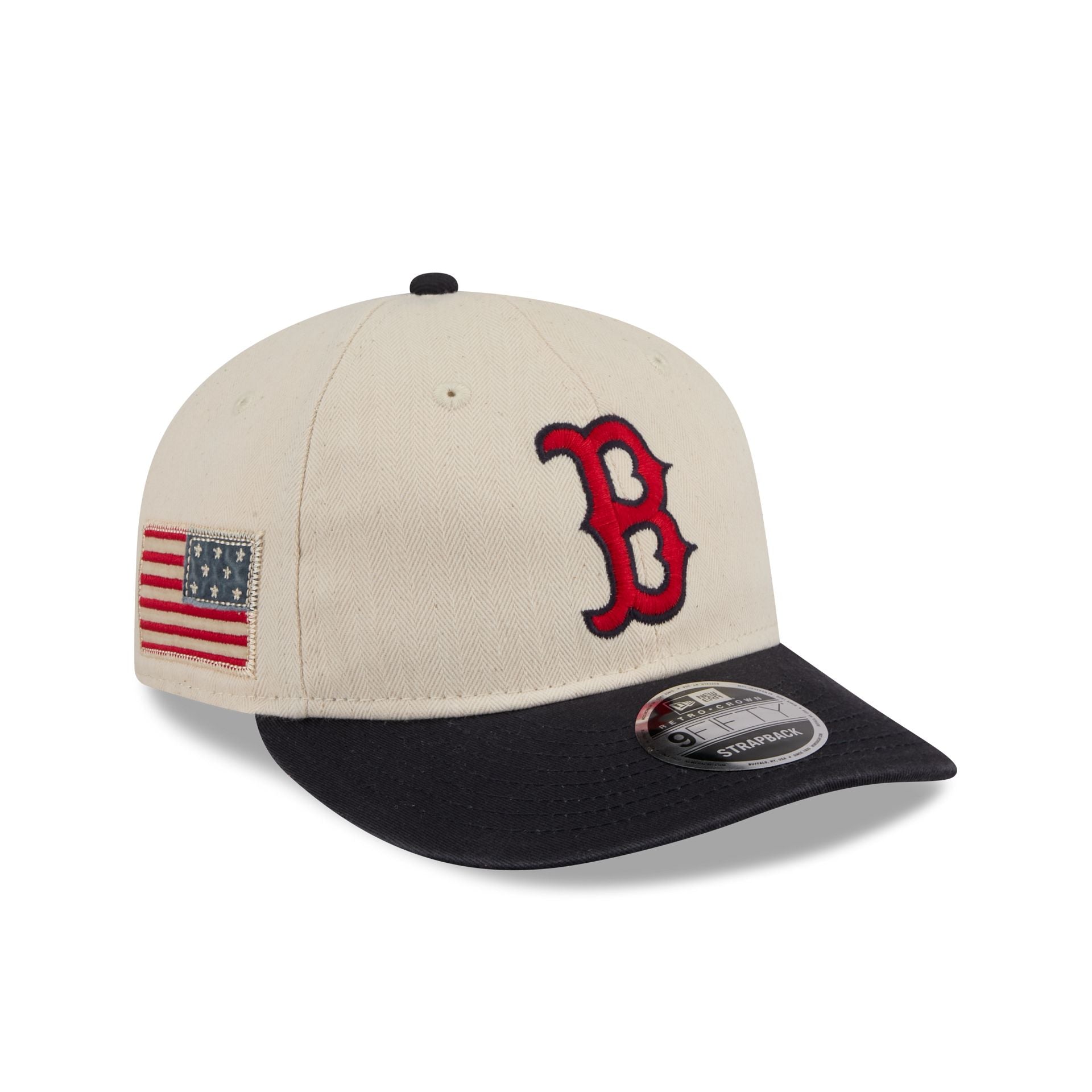 60772886_RC9FIFTY_AMRICNAHRBON950RC_BOSRED_OTC_3QR Boston Red Sox Three Looms Americana Herringbone Retro Crown 9FIFTY Adjustable Hat - Image 1