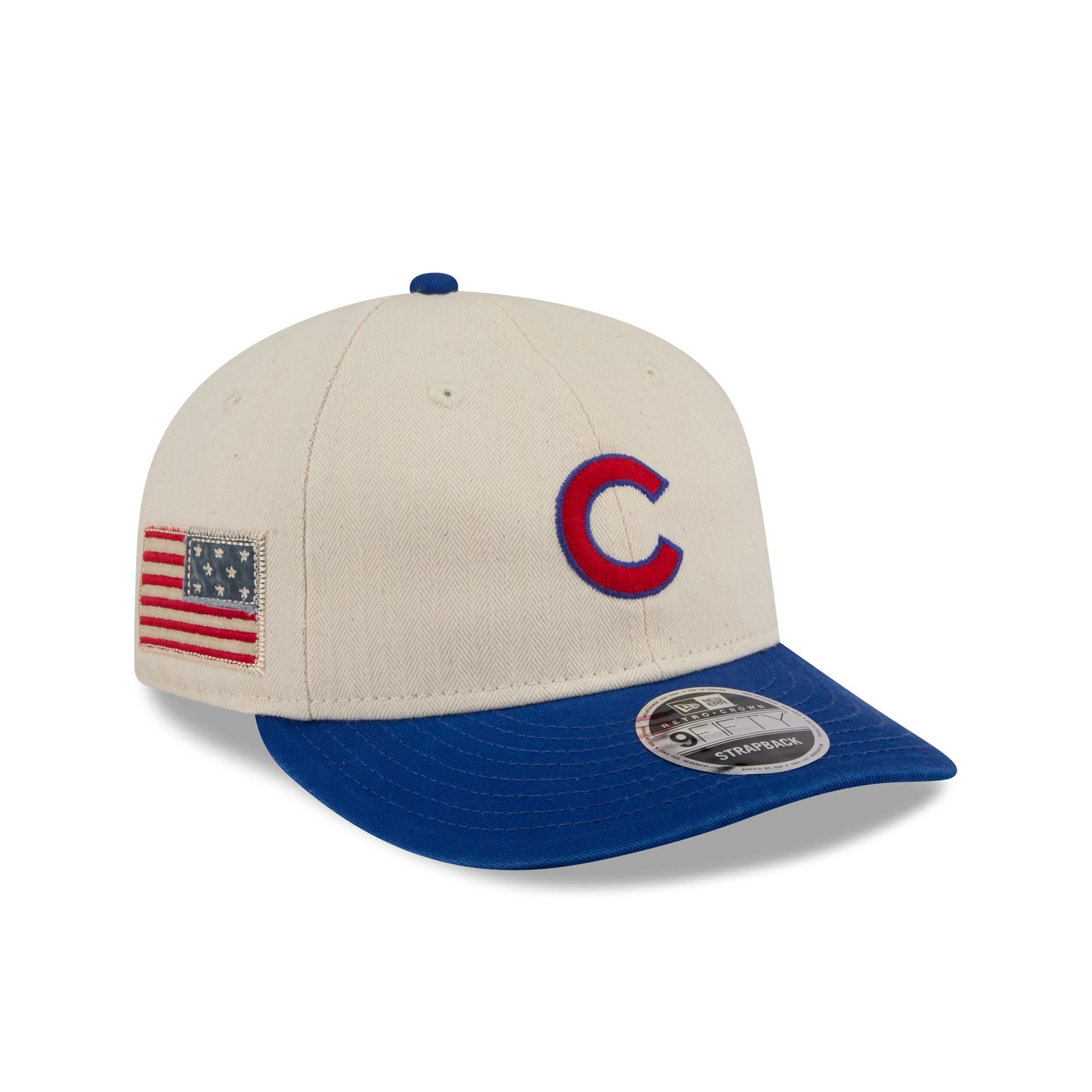 60772887_RC9FIFTY_AMRICNAHRBON950RC_CHICUB_OTC_3QR Chicago Cubs Three Looms Americana Herringbone Retro Crown 9FIFTY Adjustable Hat - Image 1