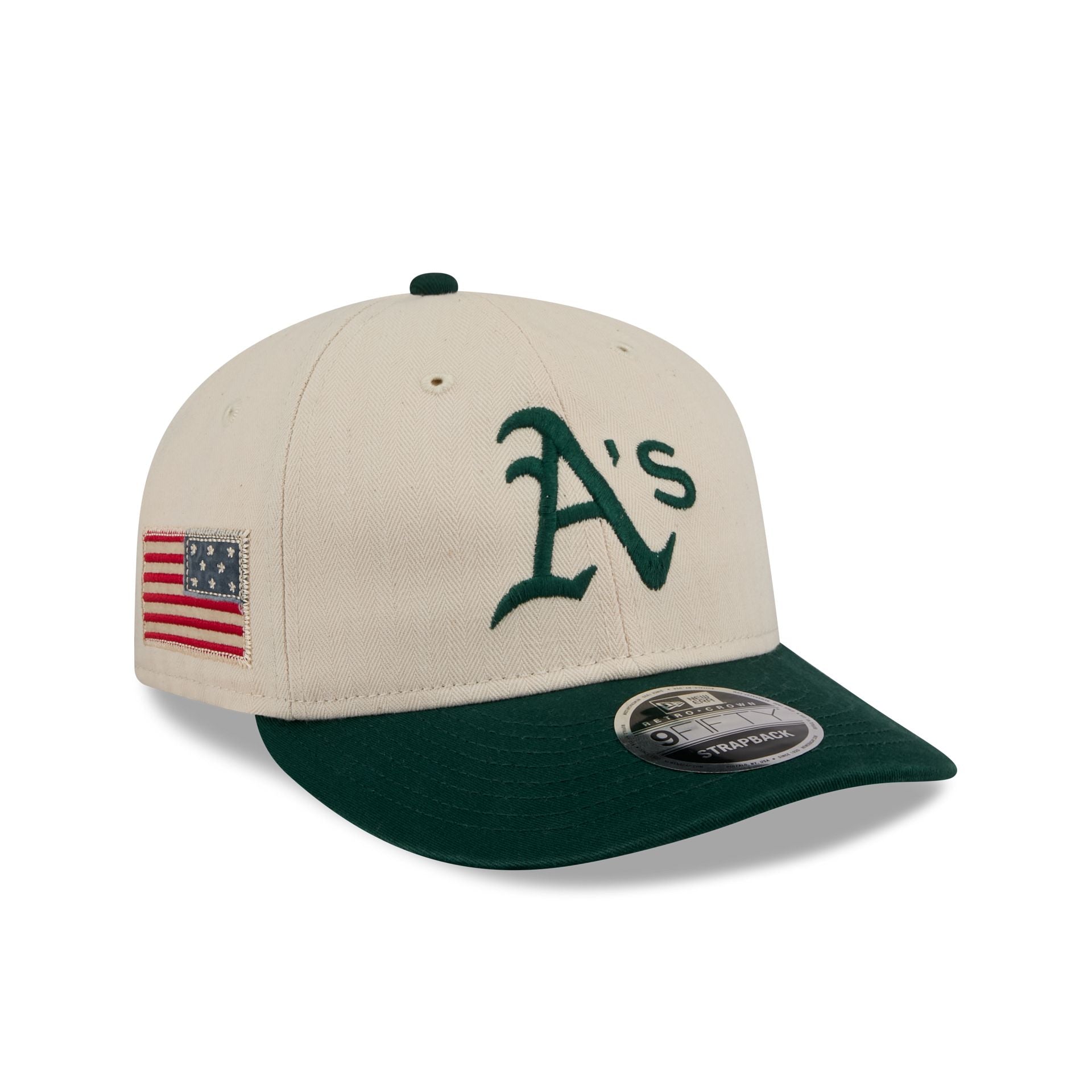 60772899_RC9FIFTY_AMRICNAHRBON950RC_OAKATH_OTC_3QR Athletics Three Looms Americana Herringbone Retro Crown 9FIFTY Adjustable Hat - Image 1