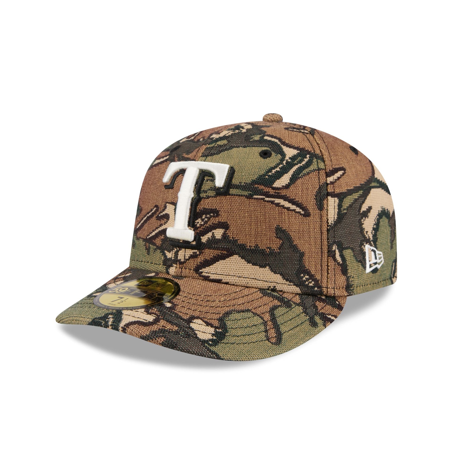 60772927_59FIFTY_JACQUARDCAMO5950PC_TEXRAN_XCM_3QL Texas Rangers Three Looms Jacquard Camo 59FIFTY Fitted Hat - Image 1