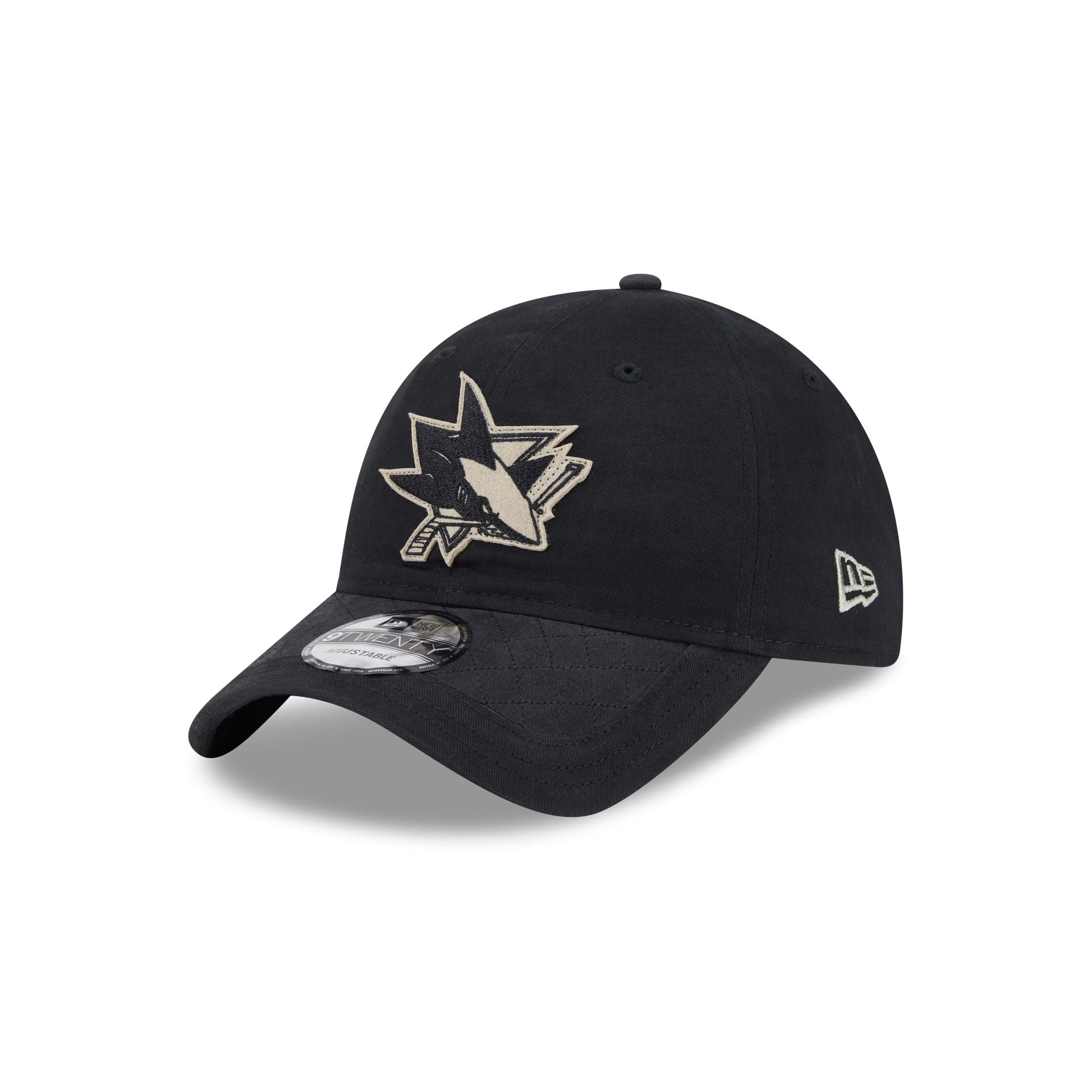 60832620_9TWENTY_LifestyleEnergy_SAJSHA_OTC_3QL San Jose Sharks Quilted 9TWENTY Adjustable Hat - Image 1