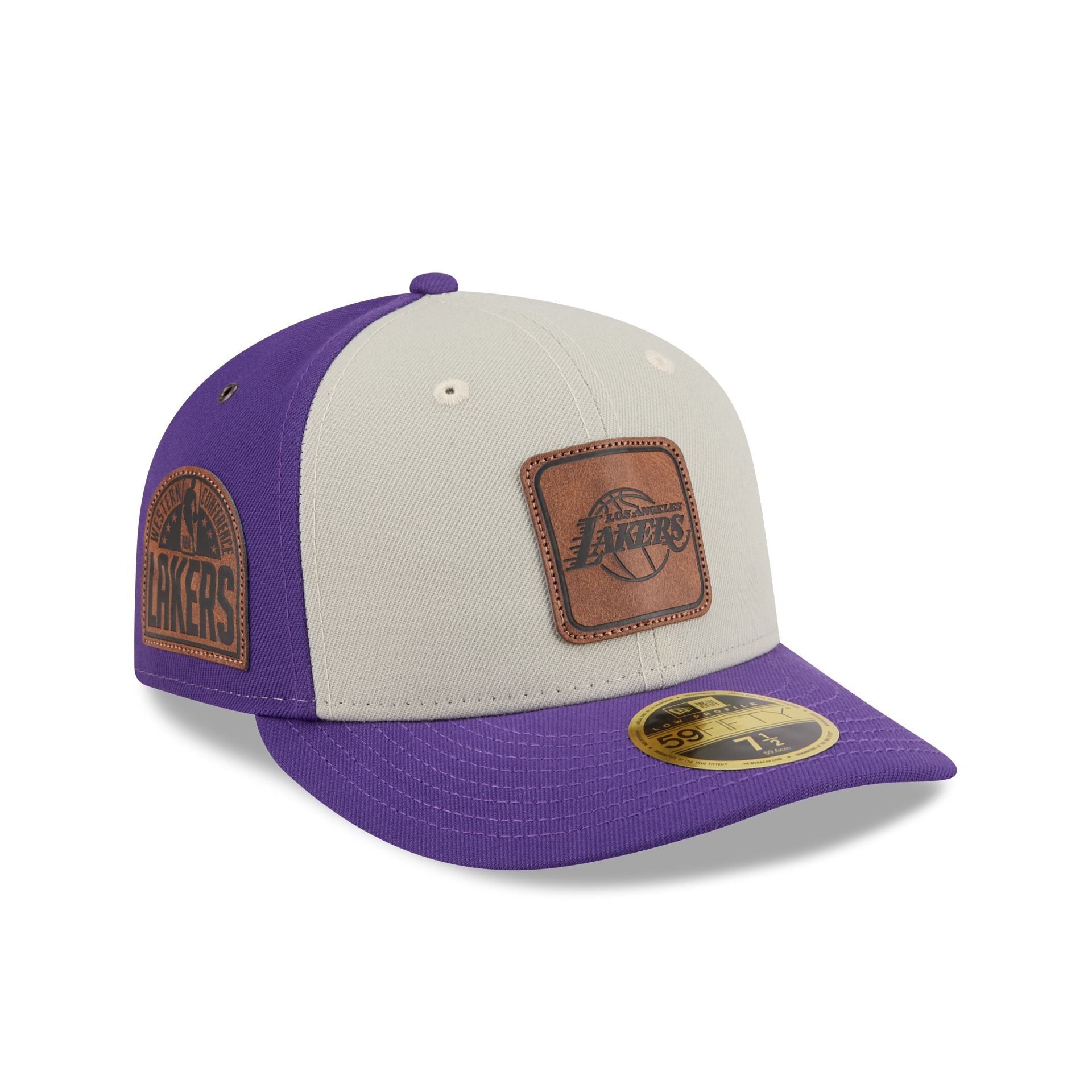 60832656_LP59FIFTY_LifestyleEnergy_LOSLAK_STN_3QR Los Angeles Lakers Quilted Low Profile 59FIFTY Fitted Hat - Image 1