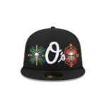 Baltimore Orioles Day of the Dead Skull & Flowers 59FIFTY Fitted Hat - Image 2