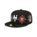 New York Mets Day of the Dead Skull & Flowers 59FIFTY Fitted Hat - Image 3