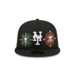 New York Mets Day of the Dead Skull & Flowers 59FIFTY Fitted Hat - Image 2