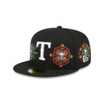 Texas Rangers Day of the Dead Skull & Flowers 59FIFTY Fitted Hat - Image 3