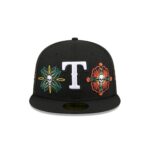 Texas Rangers Day of the Dead Skull & Flowers 59FIFTY Fitted Hat - Image 2