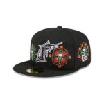 Miami Marlins Day of the Dead Skull & Flowers 59FIFTY Fitted Hat - Image 3