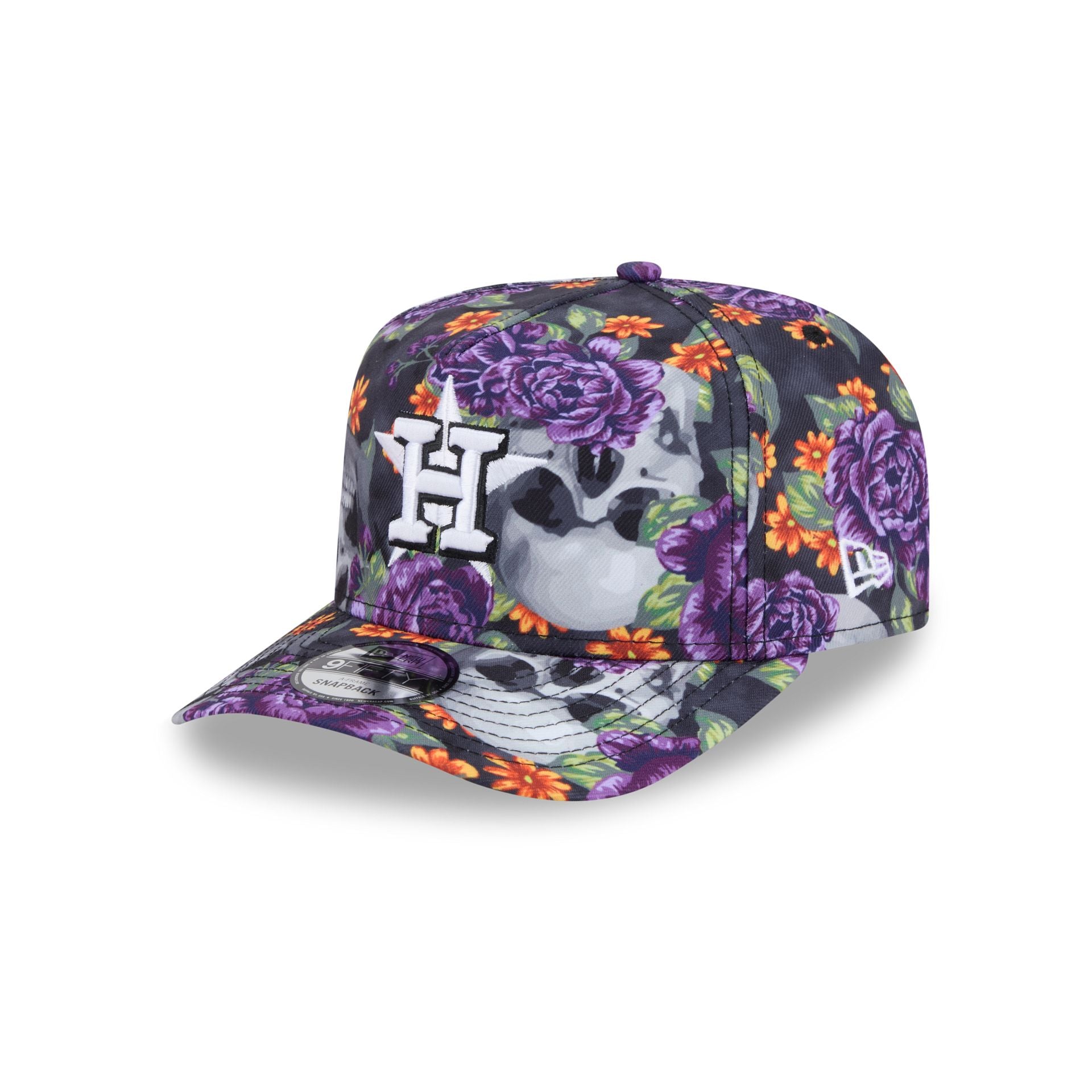 60832797_9FIFTYAF_LifestyleEnergy_HOUAST_WHI_3QL Houston Astros Day of the Dead Skull & Roses 9FIFTY A-Frame Snapback - Image 1