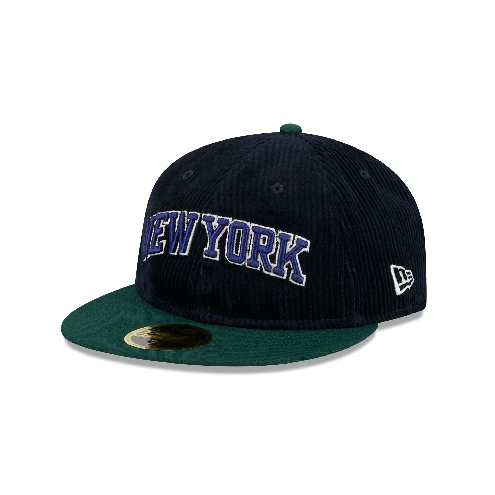 60832965_RC59FIFTY_LifestyleEnergy_NEYKNI_NAV_3QL Just Caps Plaid Interior New York Knicks Retro Crown 59FIFTY Fitted Hat - Image 1