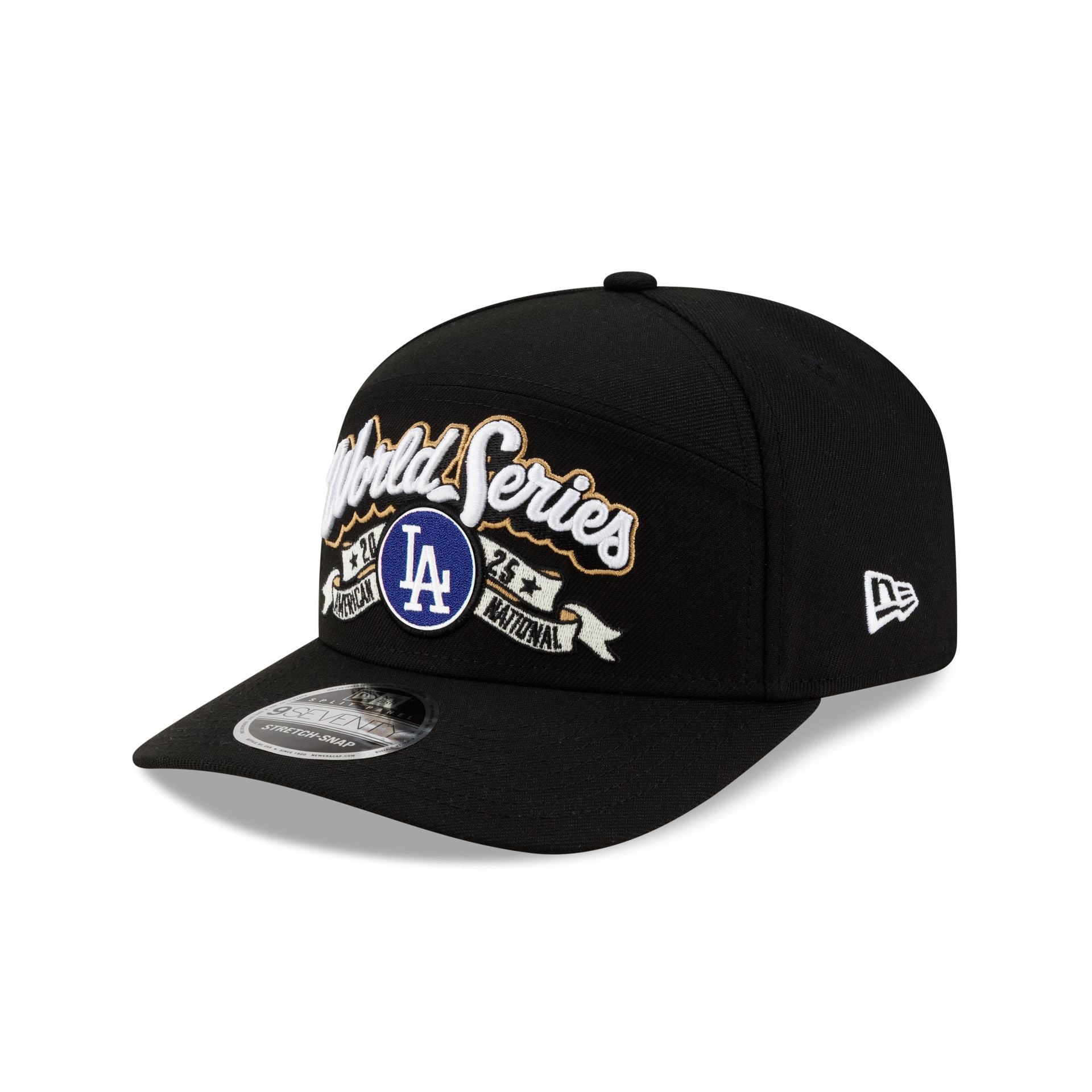 60861694_9SEVENTYSP_MLB25LCSCHAMPS970SSSPLT_LOSDOD_OTC_3QL Los Angeles Dodgers 2025 League Championship Series Locker Room Split Panel 9SEVENTY Stretch-Snap Hat - Image 1