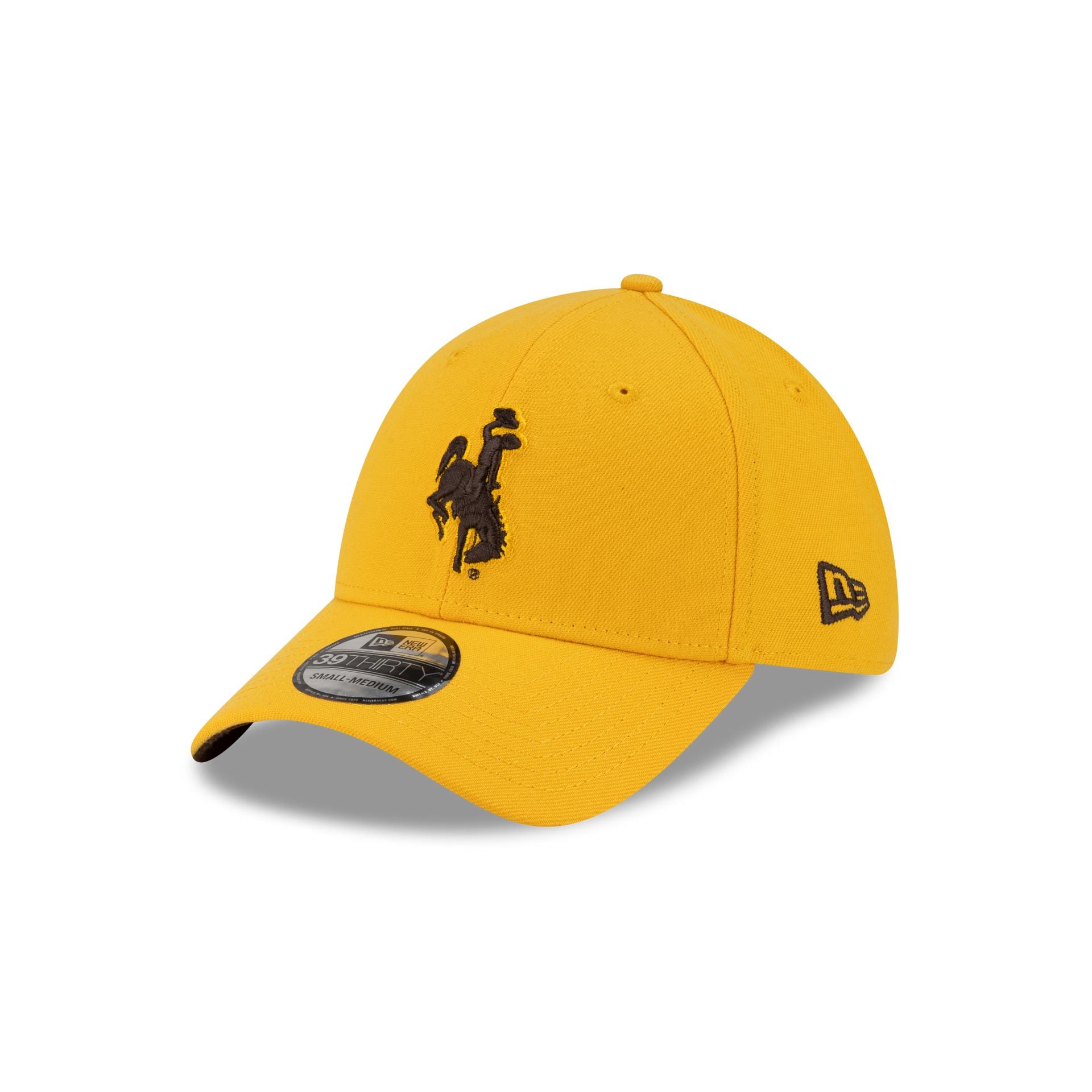 70890440_39THIRTY_COLLEGE25_JA17_JERSEYRETIREMENT_WYOCOW_YELLOW_3QL Wyoming Cowboys Gold 39THIRTY Stretch Fit Hat - Image 1