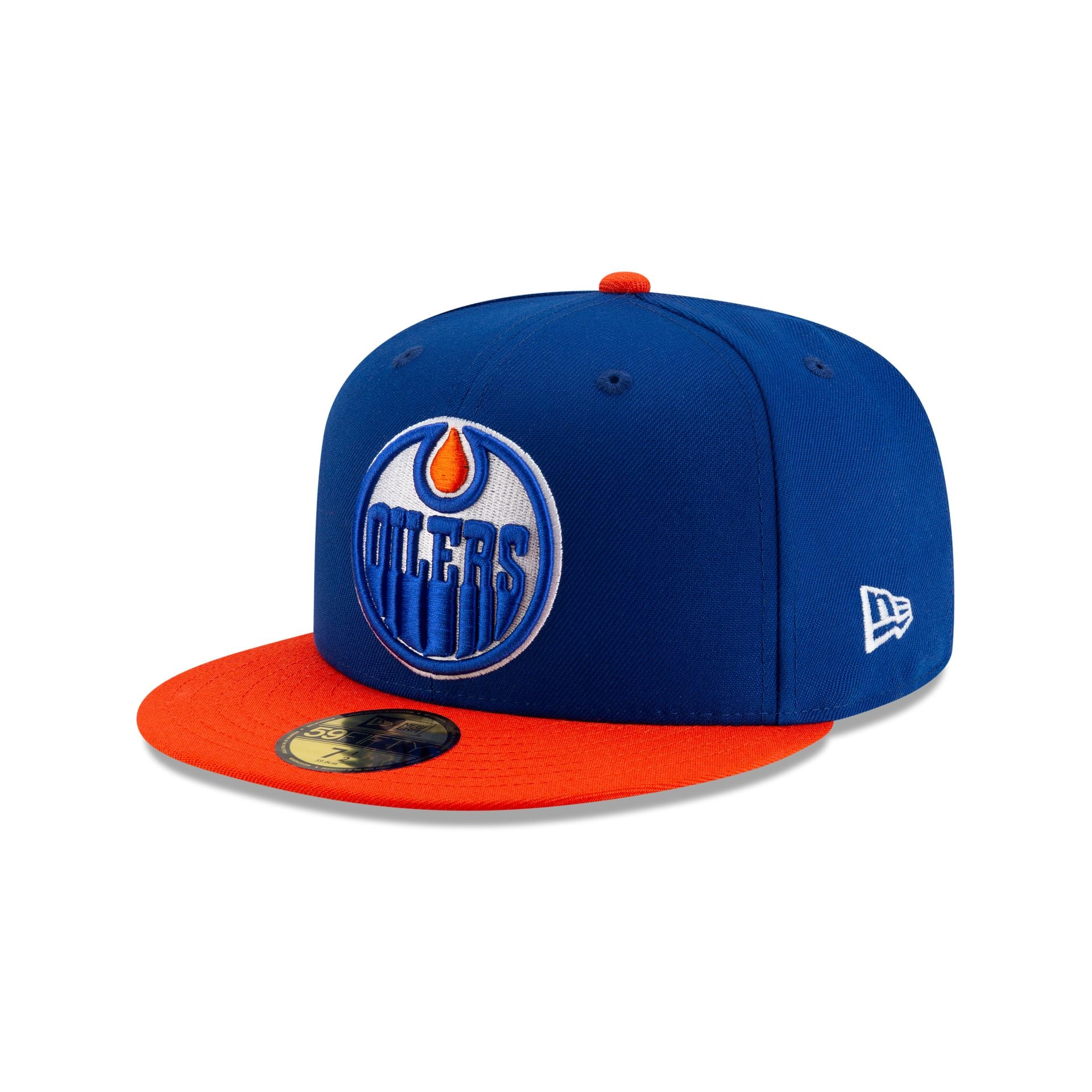 70897473_59FIFTY_NEWNHL24_EDMOIL_NAV_3QL Edmonton Oilers Royal Blue & Orange 59FIFTY Fitted Hat - Image 1