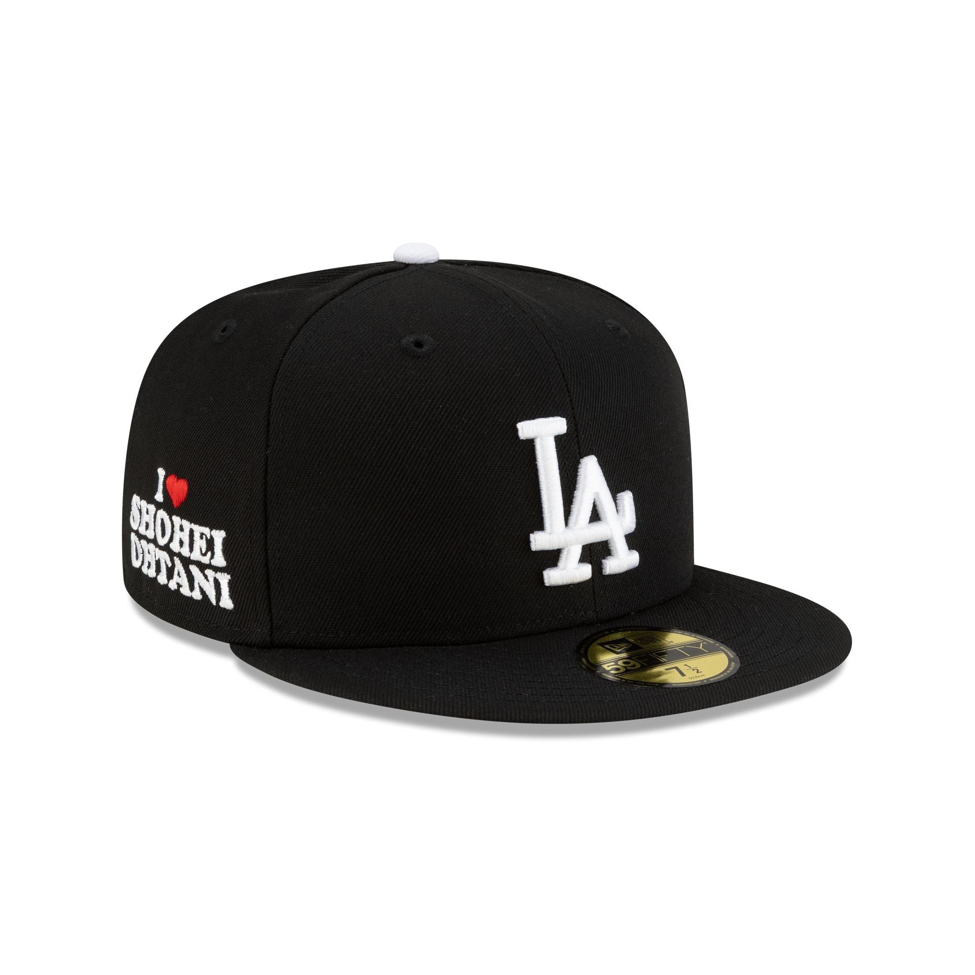 70971220_59FIFTY_OHTANI_LOSDOD_BLK_3QR Los Angeles Dodgers Shohei Ohtani Black 59FIFTY Fitted Hat - Image 1