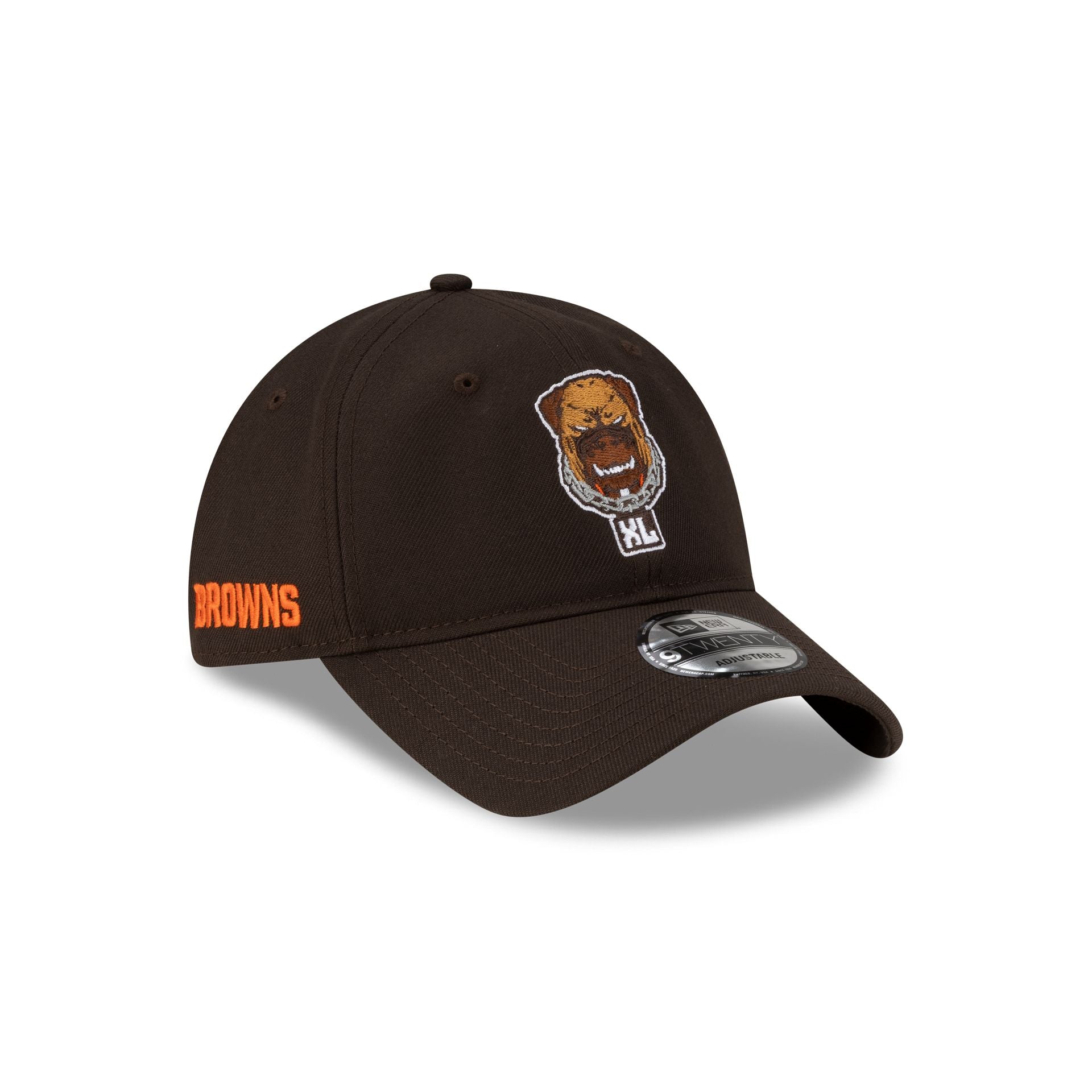 70985398_9TWENTY_40TH_ANNIVERSARY_CLEBRO_BROWN_3QR Cleveland Browns Dawg Pound 40th Anniversary 9TWENTY Adjustable Hat - Image 1