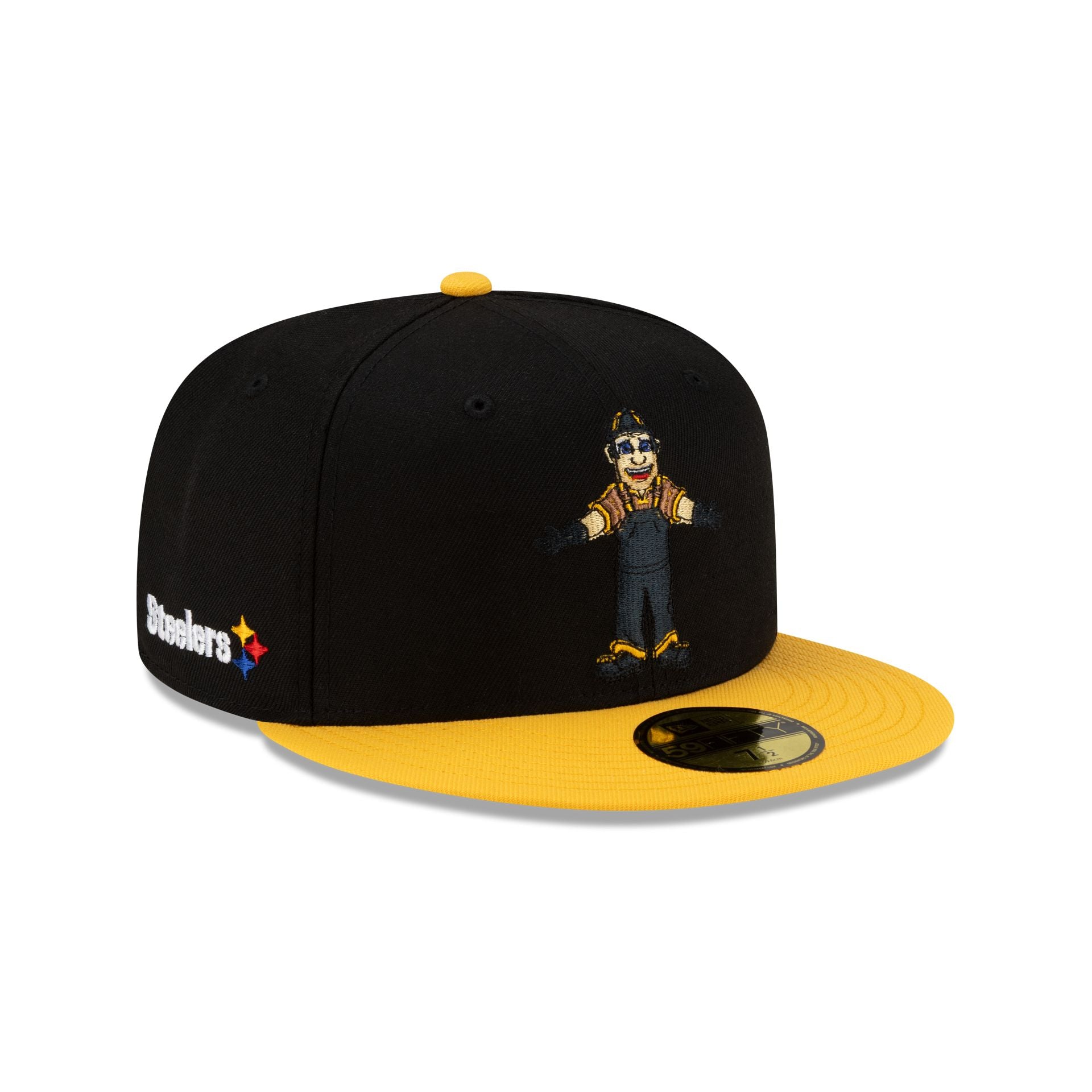 70988242_59FIFTY_NFL25_MASCOTS_PITSTE_BLACK_3QR Pittsburgh Steelers Mascot 59FIFTY Fitted Hat - Image 1